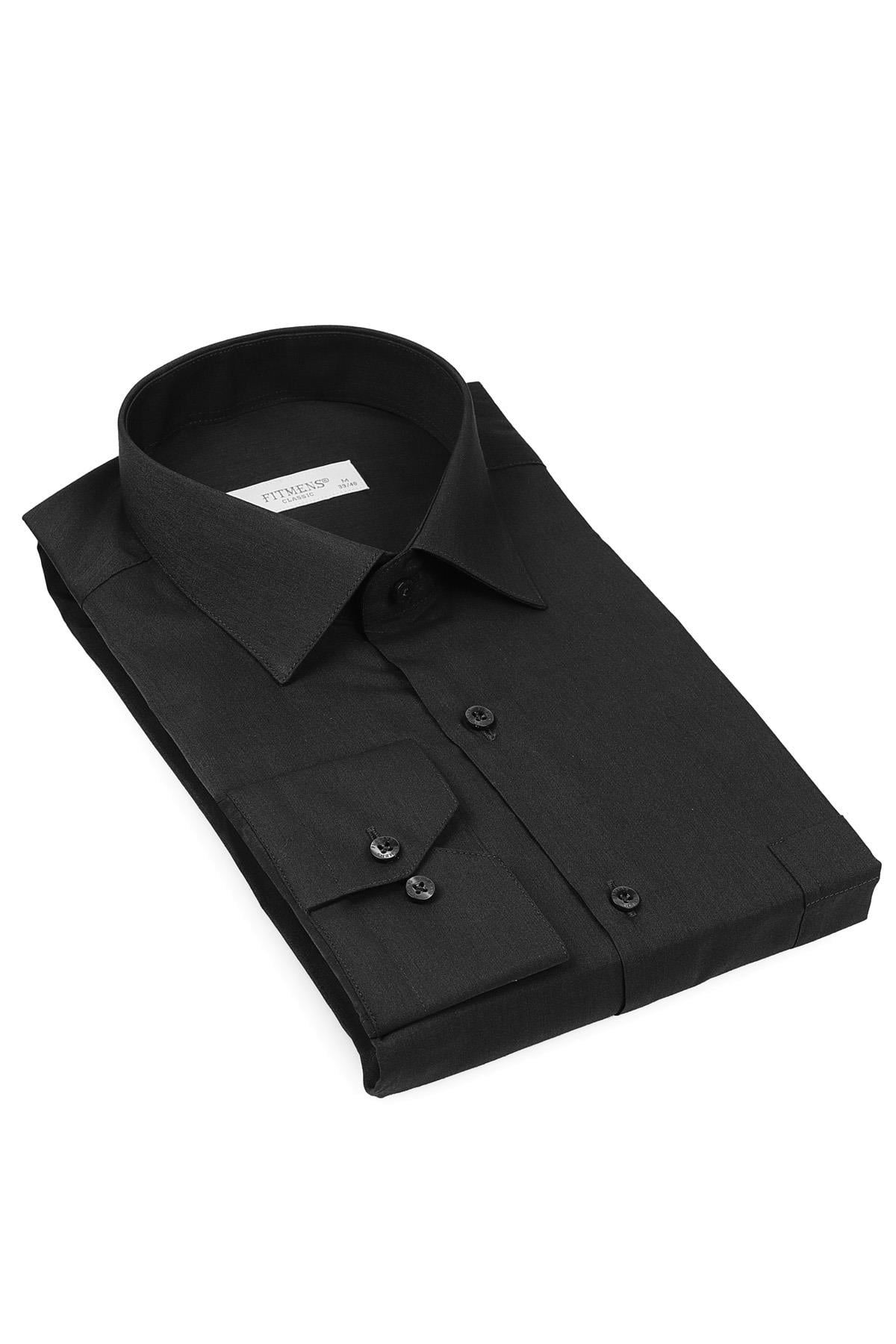 Klasik Uzun Kol Terry Cotton Hediye Kutulu Erkek Gömlek FS-001367 - Siyah