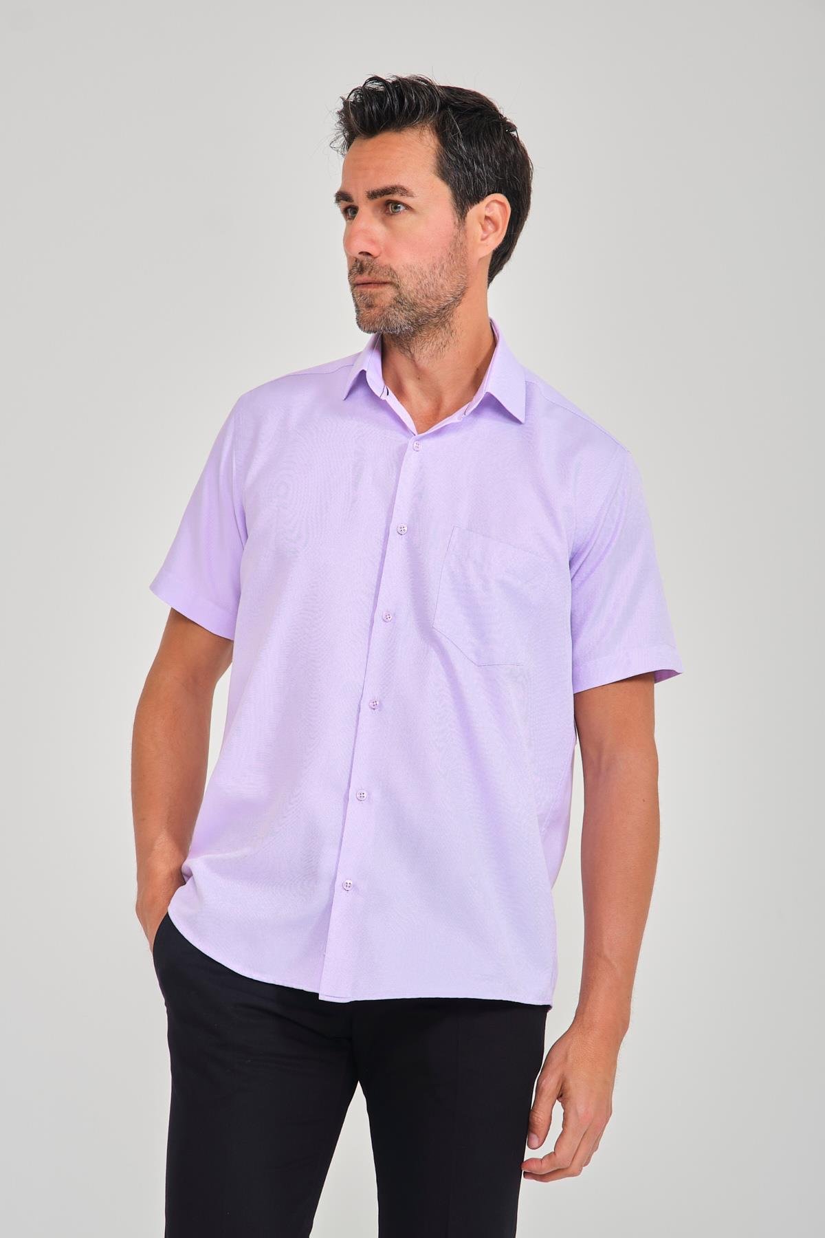 Klasik Kısa Kol Oxford Hediye Kutulu Erkek Gömlek FS-001200 - Lila