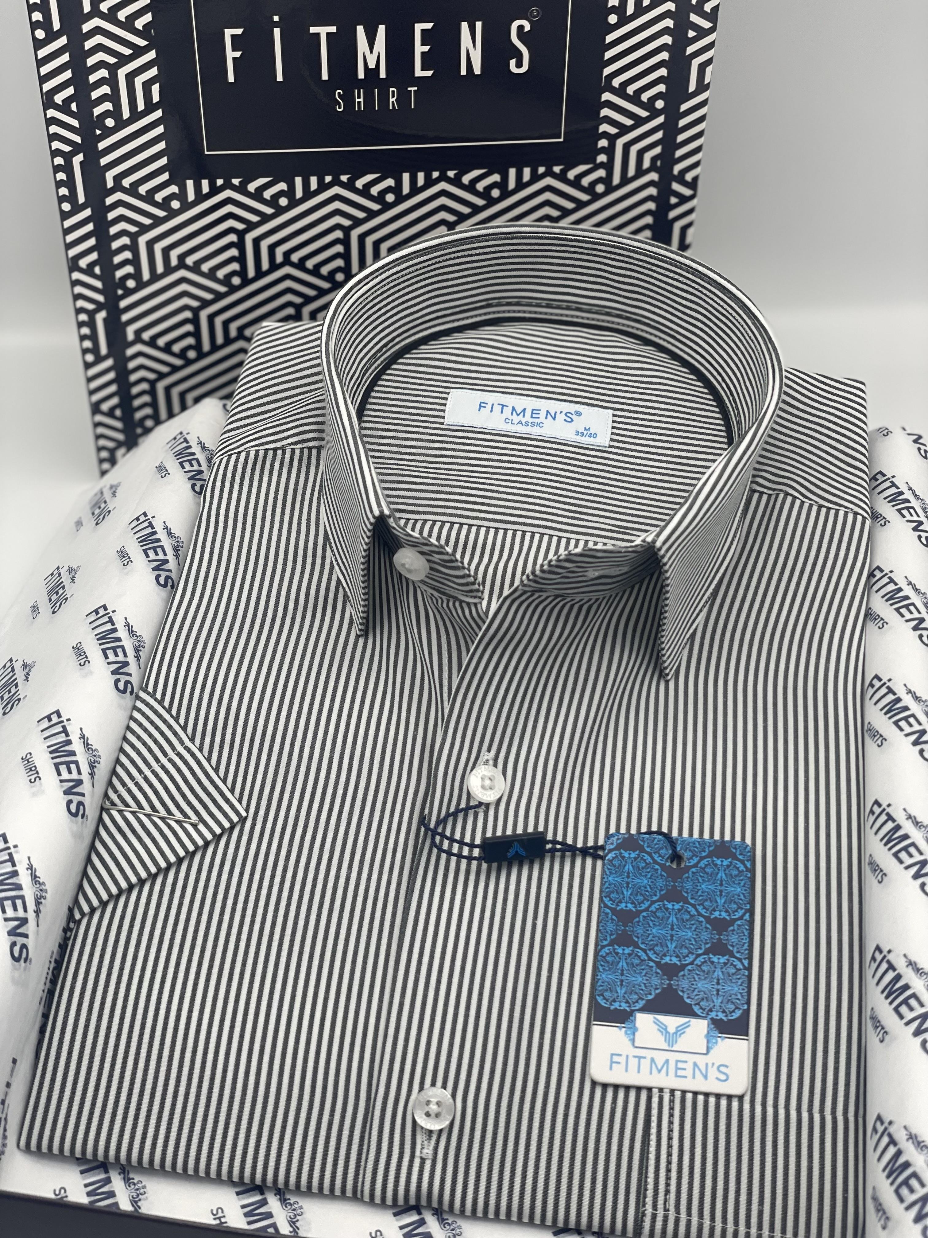 Klasik Kısa Kol Çizgili Hediye Kutulu Erkek Gömlek FS-003005 - Kahverengi