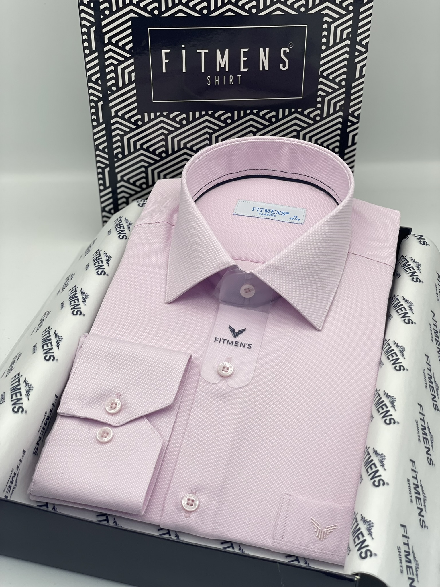 Klasik Uzun Kol Oxford Hediye Kutulu Kolay Ütülenebilir Erkek Gömlek FS-001254 - Pembe