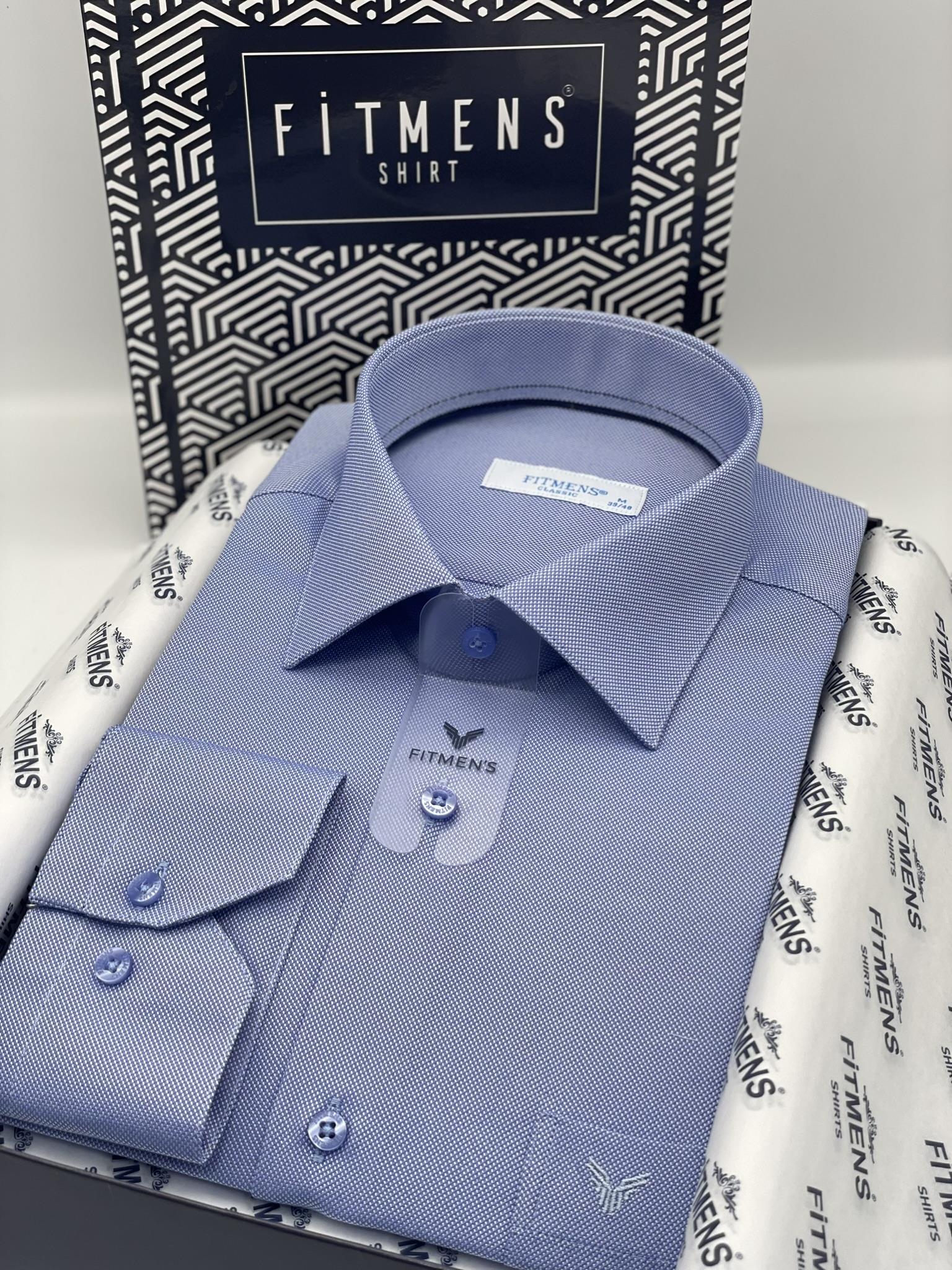 Klasik Uzun Kol Oxford Hediye Kutulu Kolay Ütülenebilir Erkek Gömlek FS-001254 - Koyu Mavi