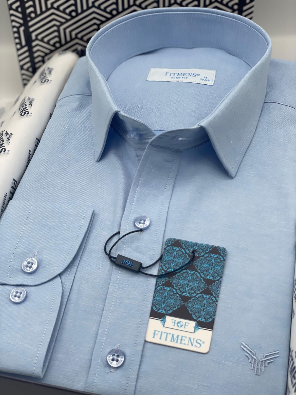 Slim Fit Uzun Kol Saten Hediye Kutulu Kolay Ütülenebilir Erkek Gömlek FS-002968 - Mavi
