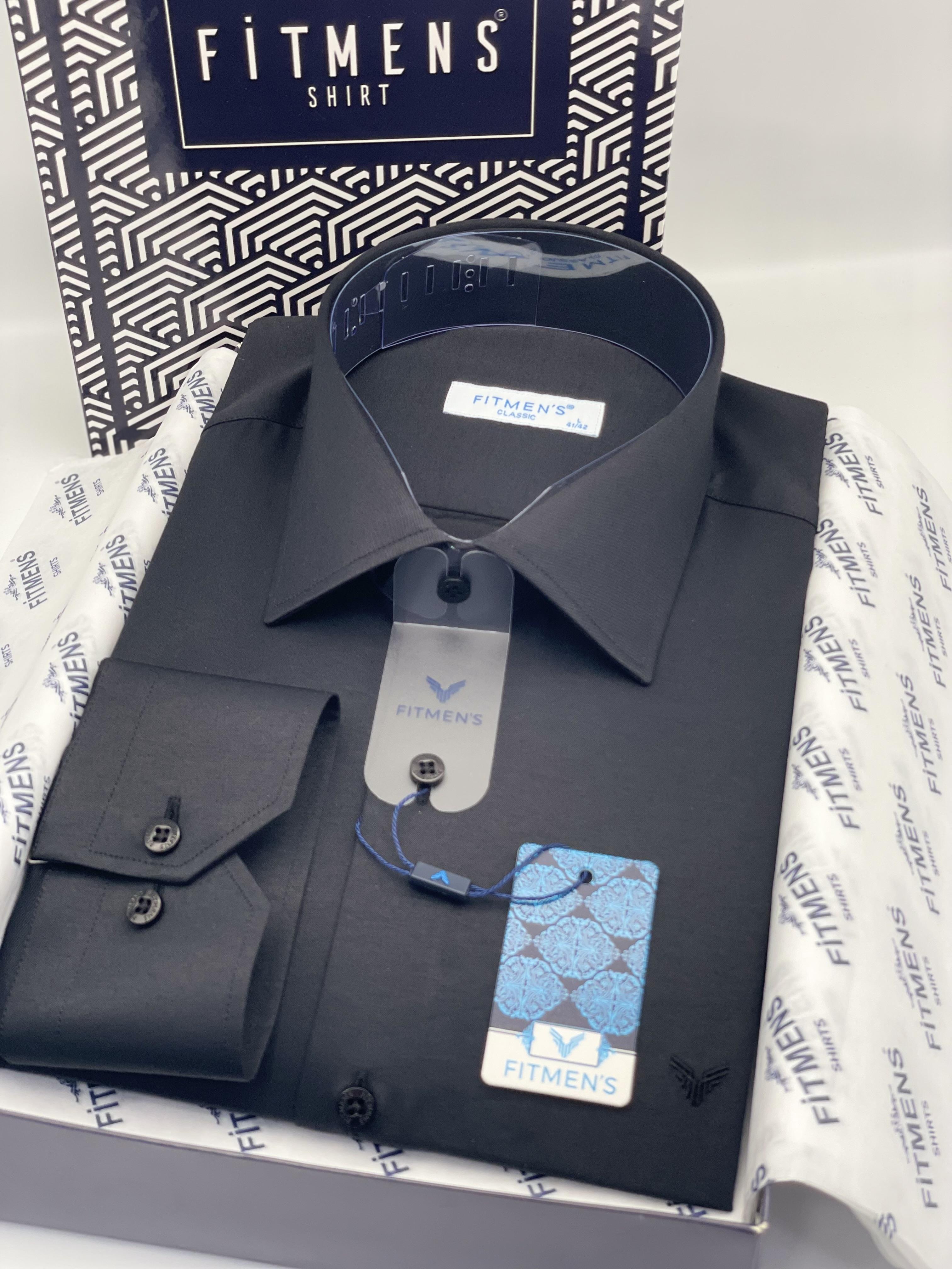 Klasik Uzun Kol Gold Saten Cepsiz Hediye Kutulu Erkek Gömlek FS-003308 - Siyah