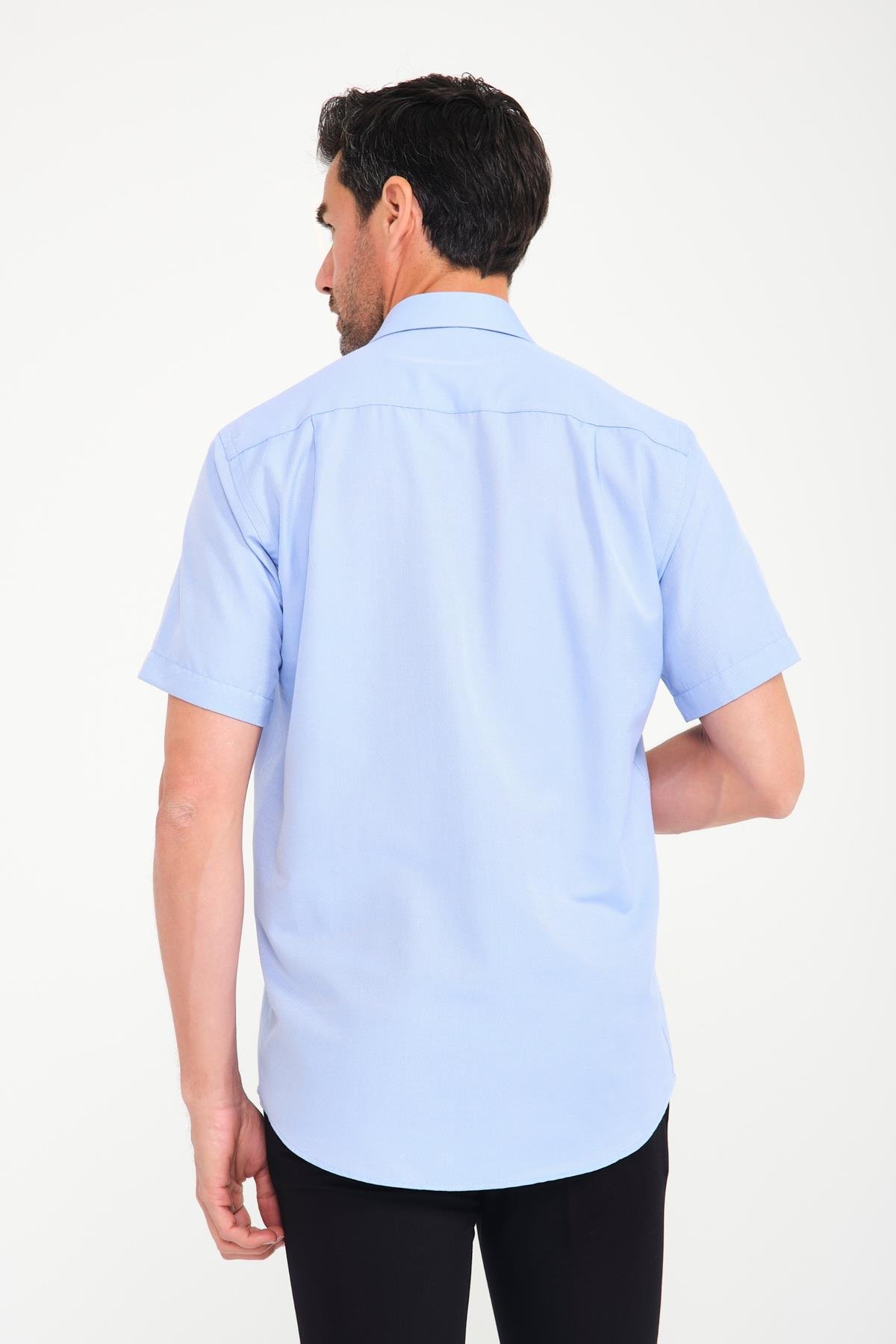 Klasik Kısa Kol Oxford Hediye Kutulu Erkek Gömlek FS-001200 - Mavi T14