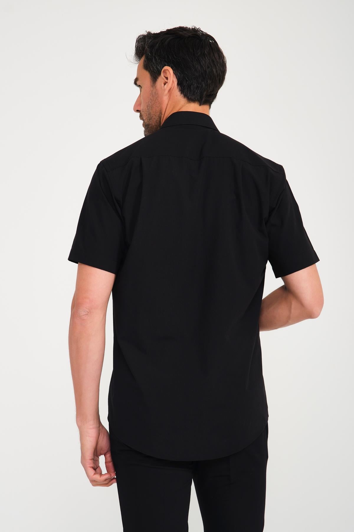 Klasik Kısa Kol Terry Cotton Hediye Kutulu Erkek Gömlek FS-000763 - Siyah