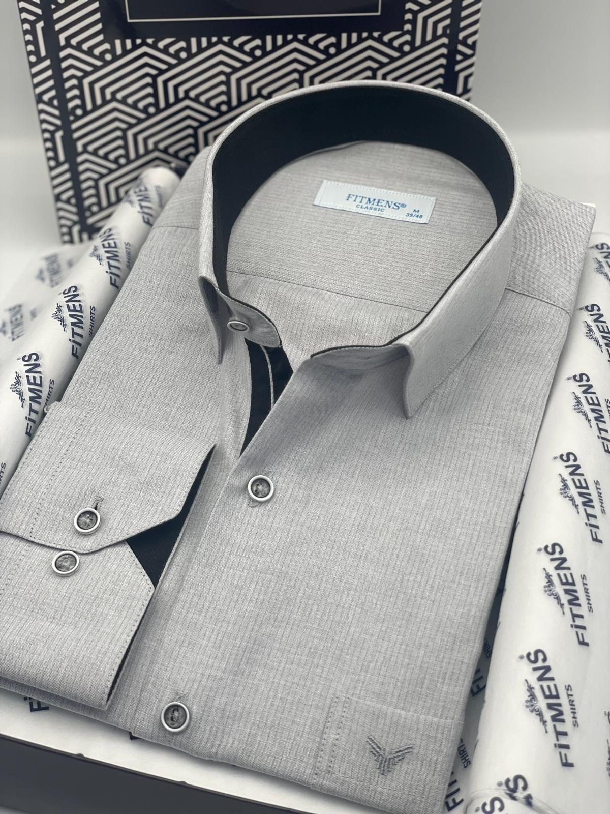 Klasik Uzun Kol Keten Cotton Hediye Kutulu Erkek Gömlek FS-001261 - Açık Gri