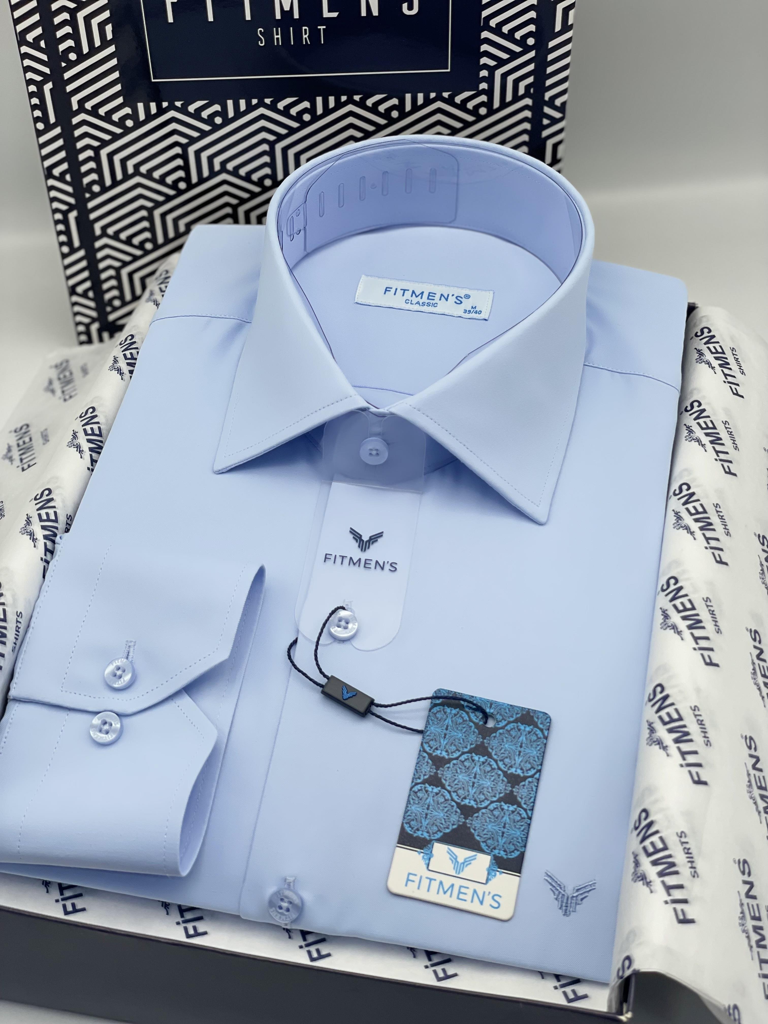 Klasik Uzun Kol Gold Saten Cepsiz Hediye Kutulu Erkek Gömlek FS-003308 - Açık Mavi