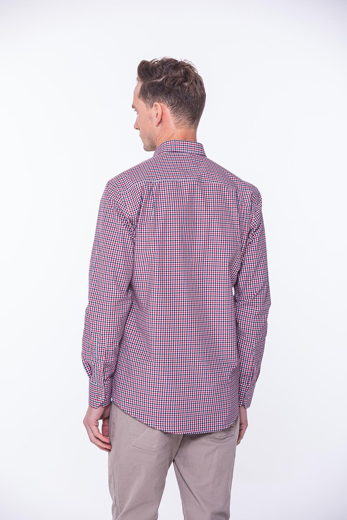 Klasik Uzun Kol King Kareli Hediye Kutulu Erkek Gömlek FS-001258 - Bordo