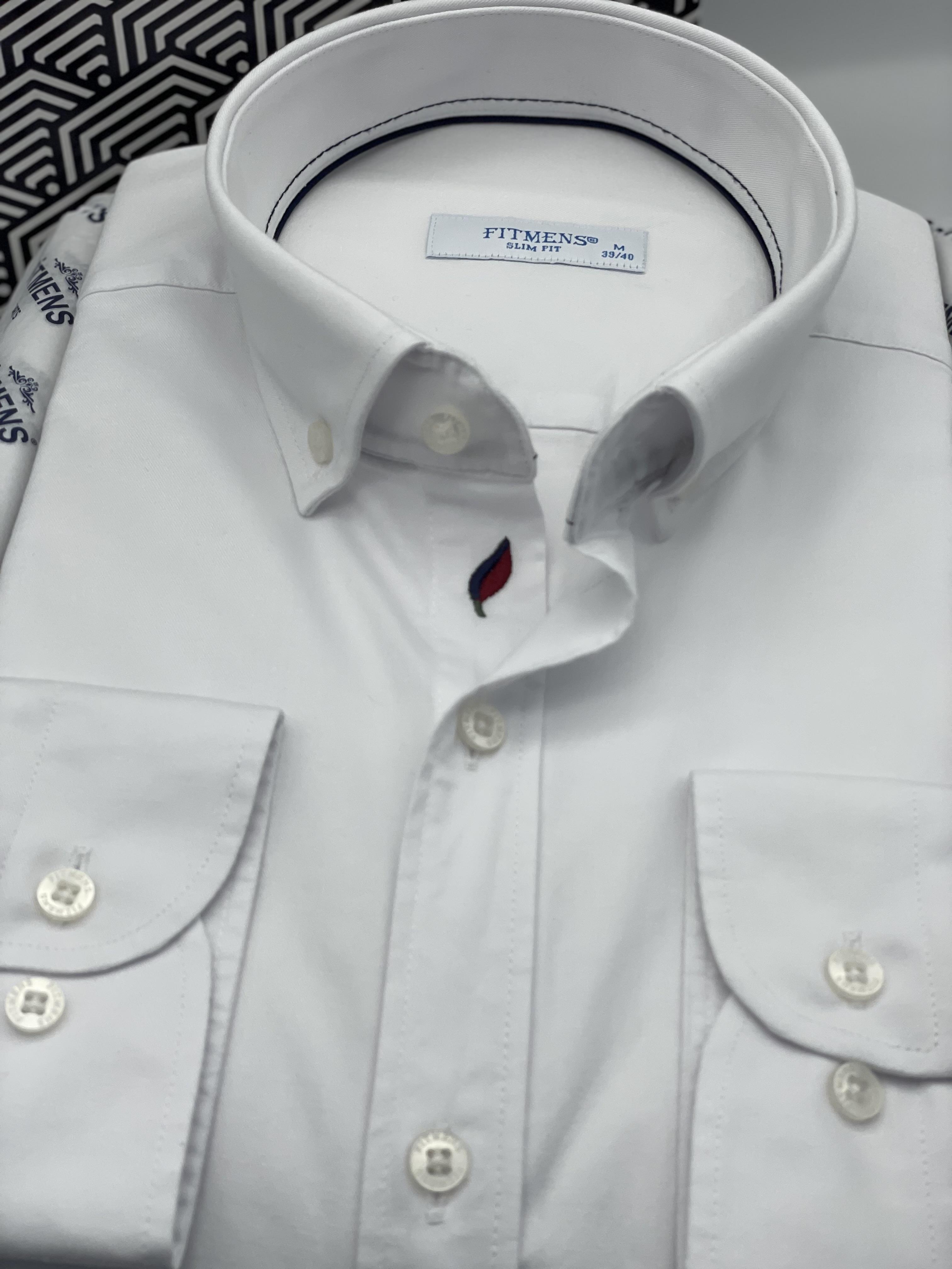 Slim Fit Uzun Kol Yıkamalı Gabardin Hediye Kutulu Erkek Gömlek FS-001364 - Beyaz