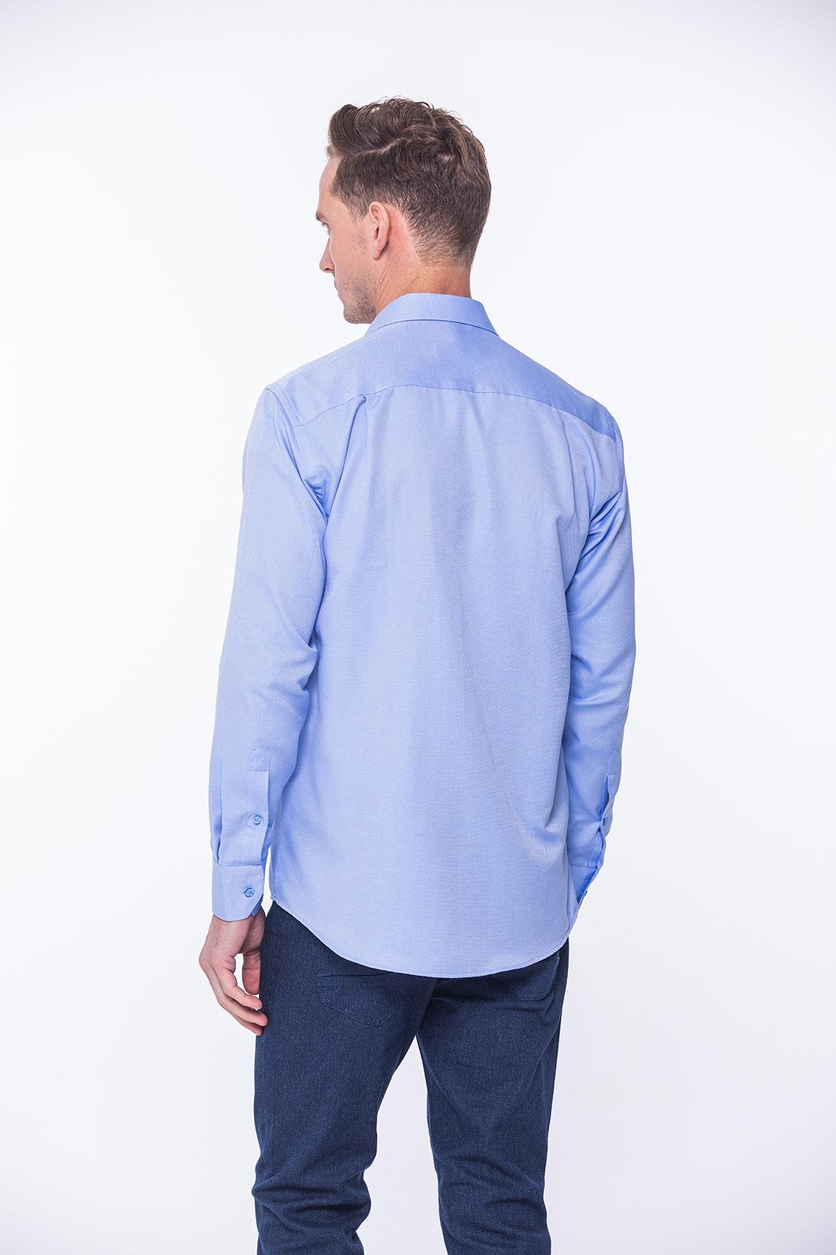 Klasik Uzun Kol Oxford Hediye Kutulu Kolay Ütülenebilir Erkek Gömlek FS-001254 - Mavi