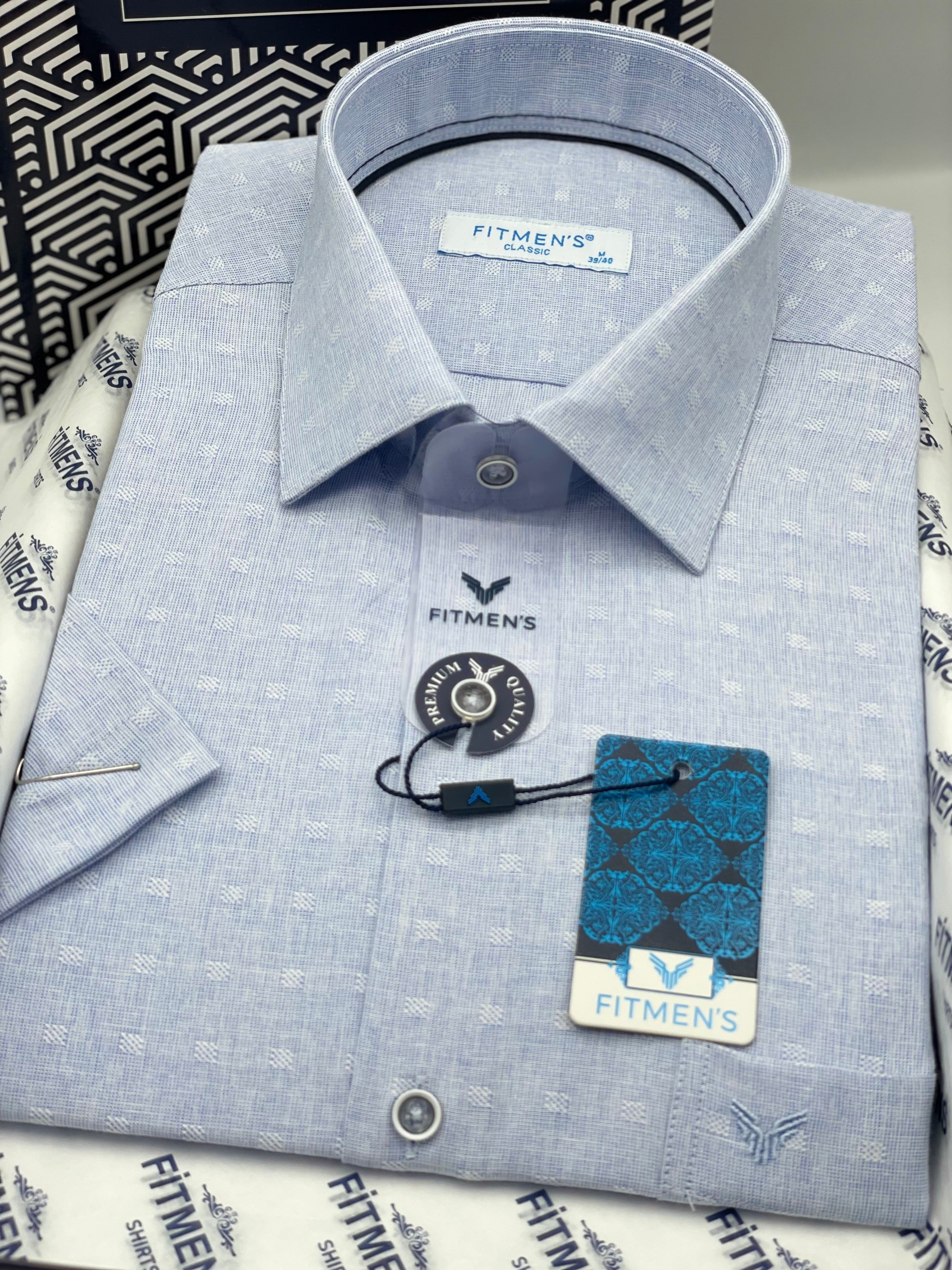 Klasik Kısa Kol Keten Cotton Nefes Alan Kumaş Hediye Kutulu Erkek Gömlek FS-004570 - Mavi