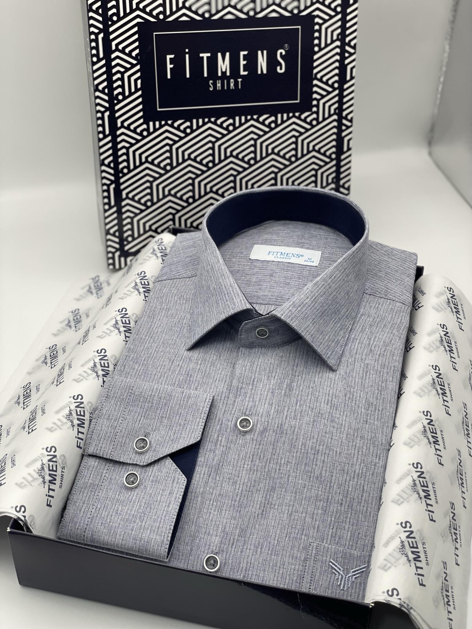 Klasik Uzun Kol Keten Cotton Hediye Kutulu Erkek Gömlek FS-001261 - Lacivert
