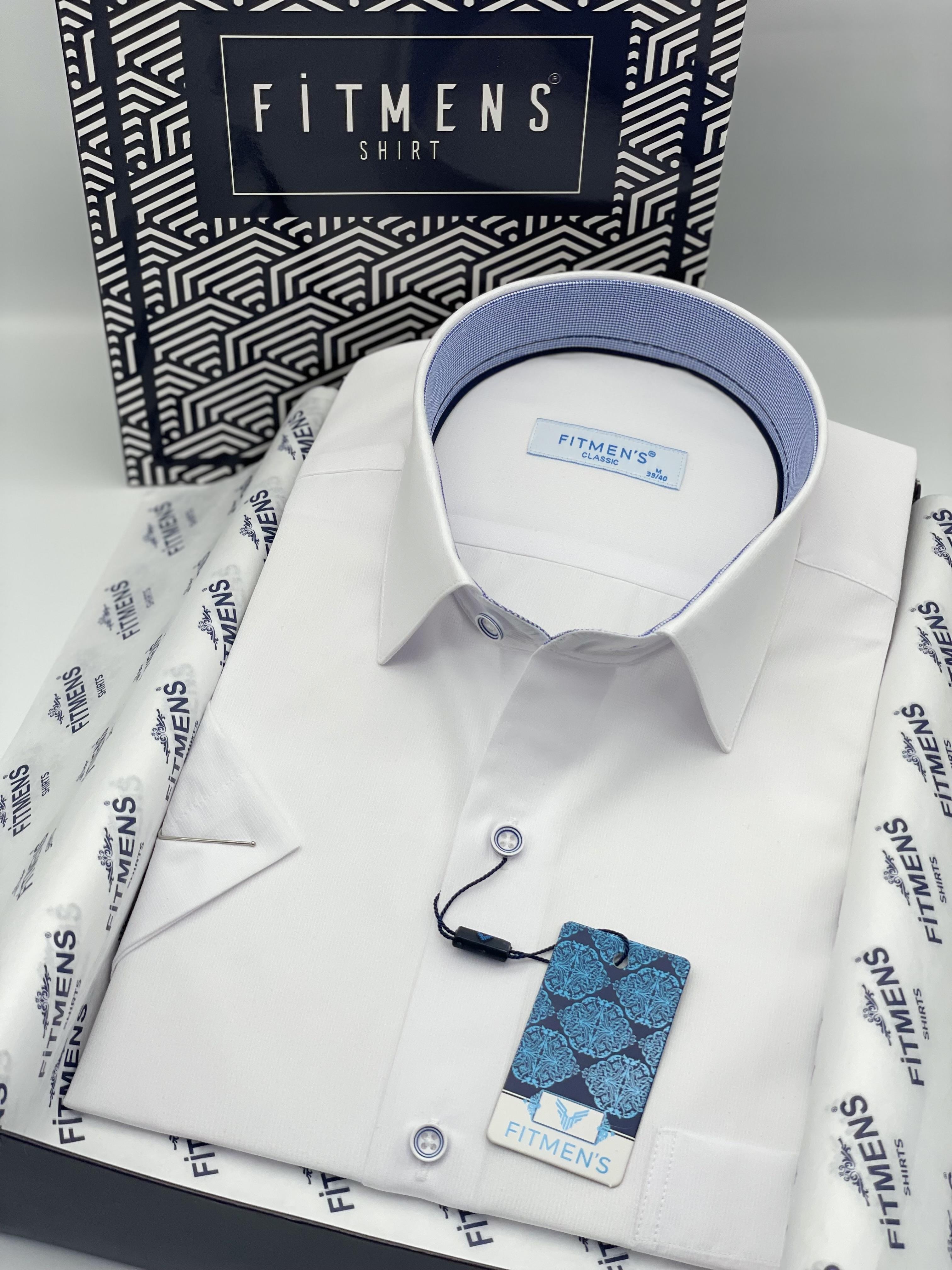 Klasik Kısa Kol Filafil Pötikareli Swift Hediye Kutulu Erkek Gömlek FS-001220 - Beyaz