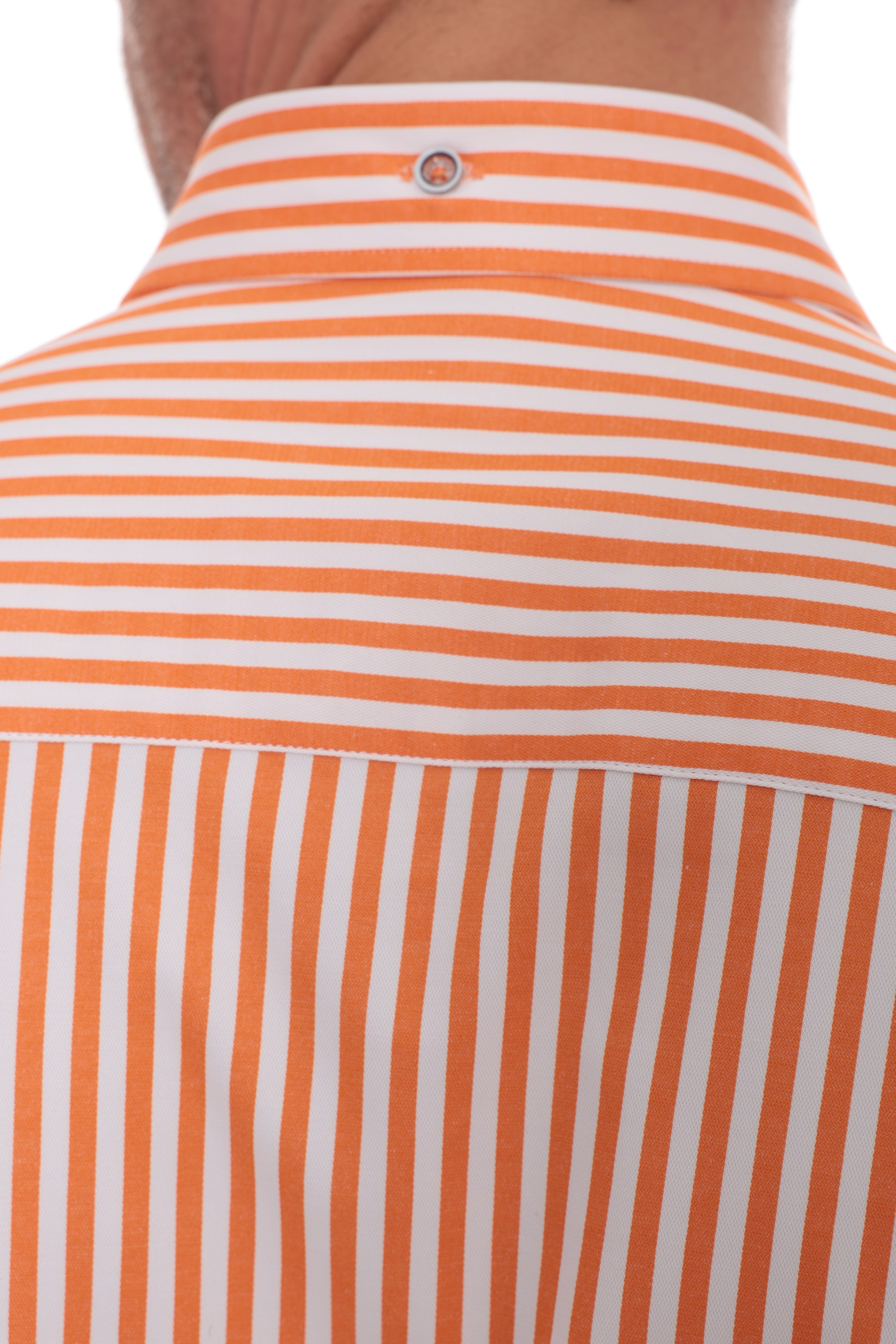 Slim Fit Uzun Kol Likralı Çizgili Yaka Düğmeli Hediye Kutulu Erkek Gömlek FS-003669 - Turuncu