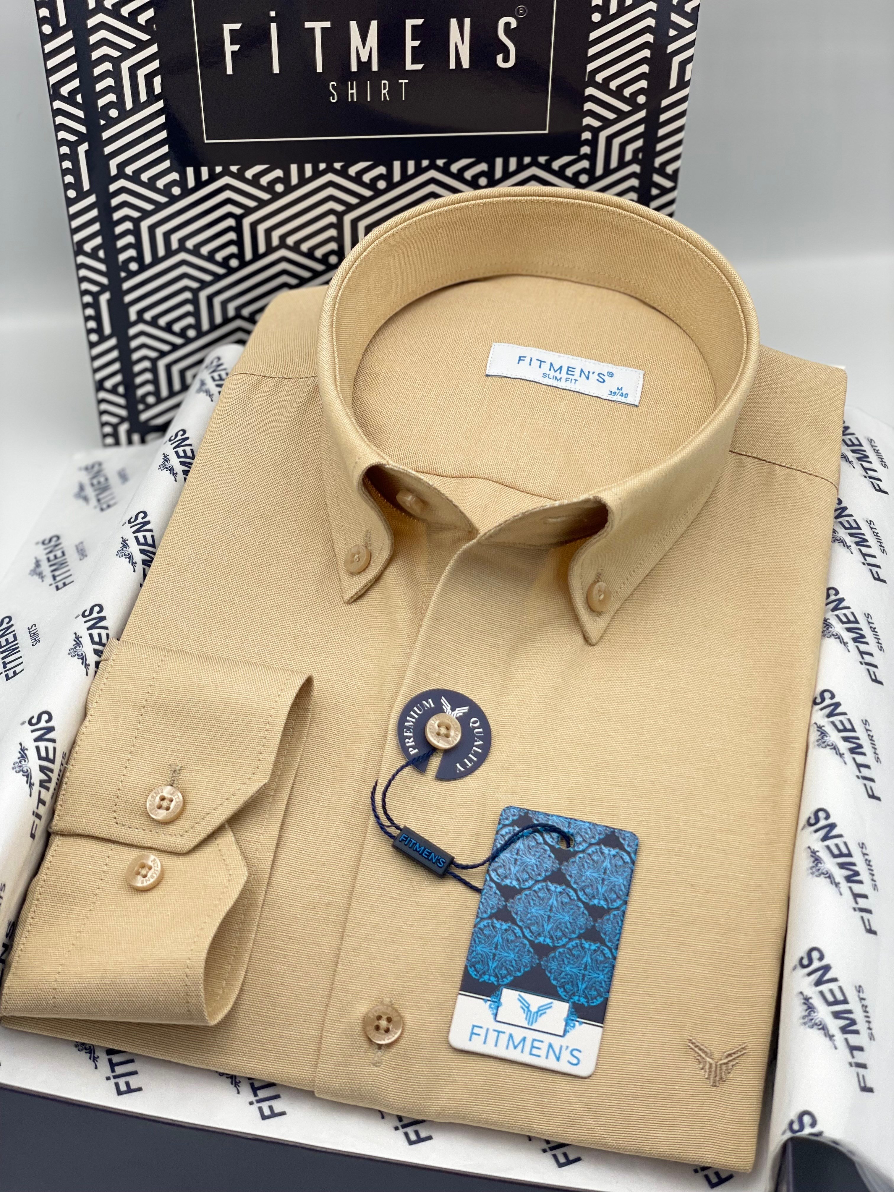 Slim Fit Uzun Kol Pamuklu Hediye Kutulu Kolay Ütülenebilir Erkek Gömlek FS-002225 - Hardal