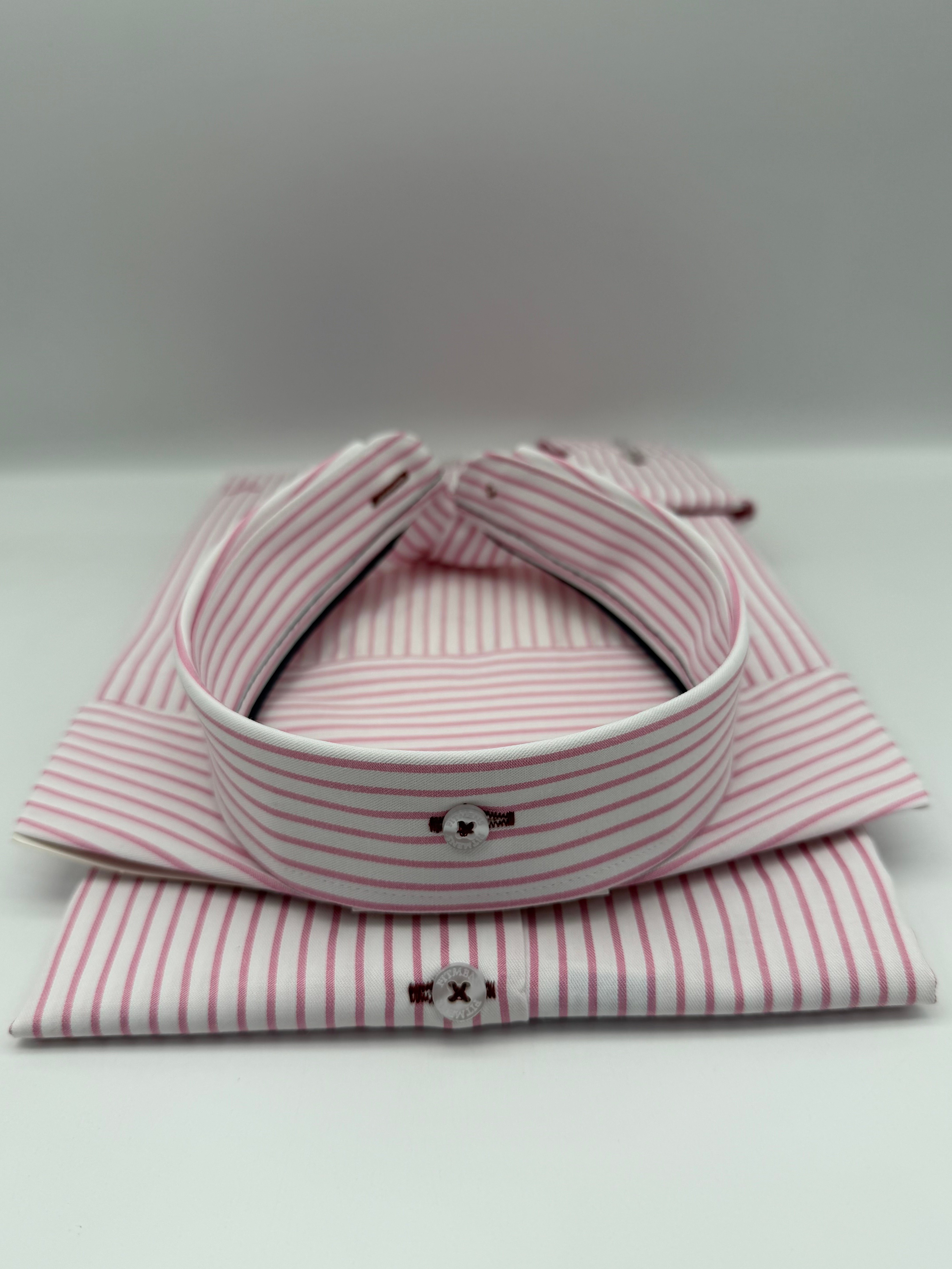 Slim Fit Uzun Kol Premium Çizgili Yaka Düğmeli Hediye Kutulu Erkek Gömlek FS-004440 - Pembe