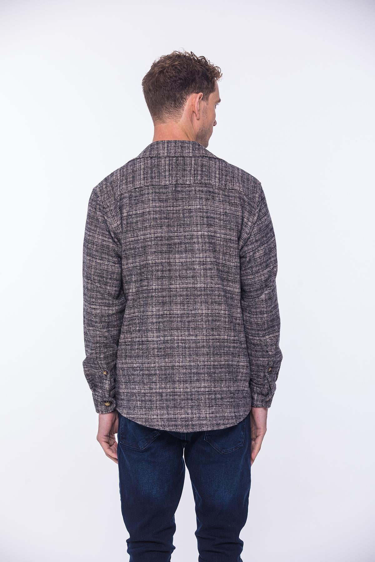 Oversize Oduncu Yumuşak Dokulu %100 Cotton Hediye Kutulu Erkek Gömlek FS-002168 - Pudra