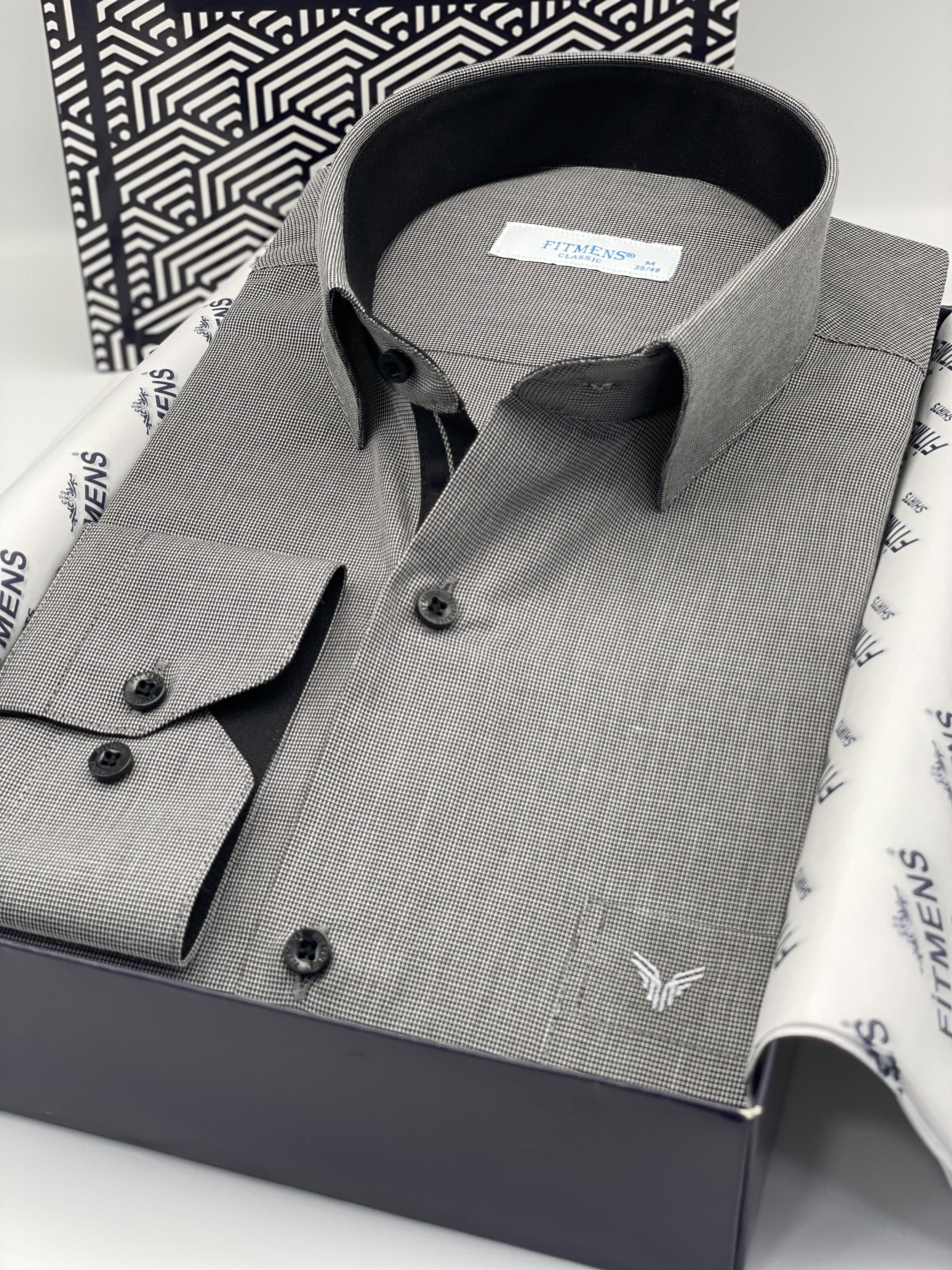 Klasik Uzun Kol Filafil Pitikareli Swift Hediye Kutulu Erkek Gömlek FS-001263 - Siyah Beyaz