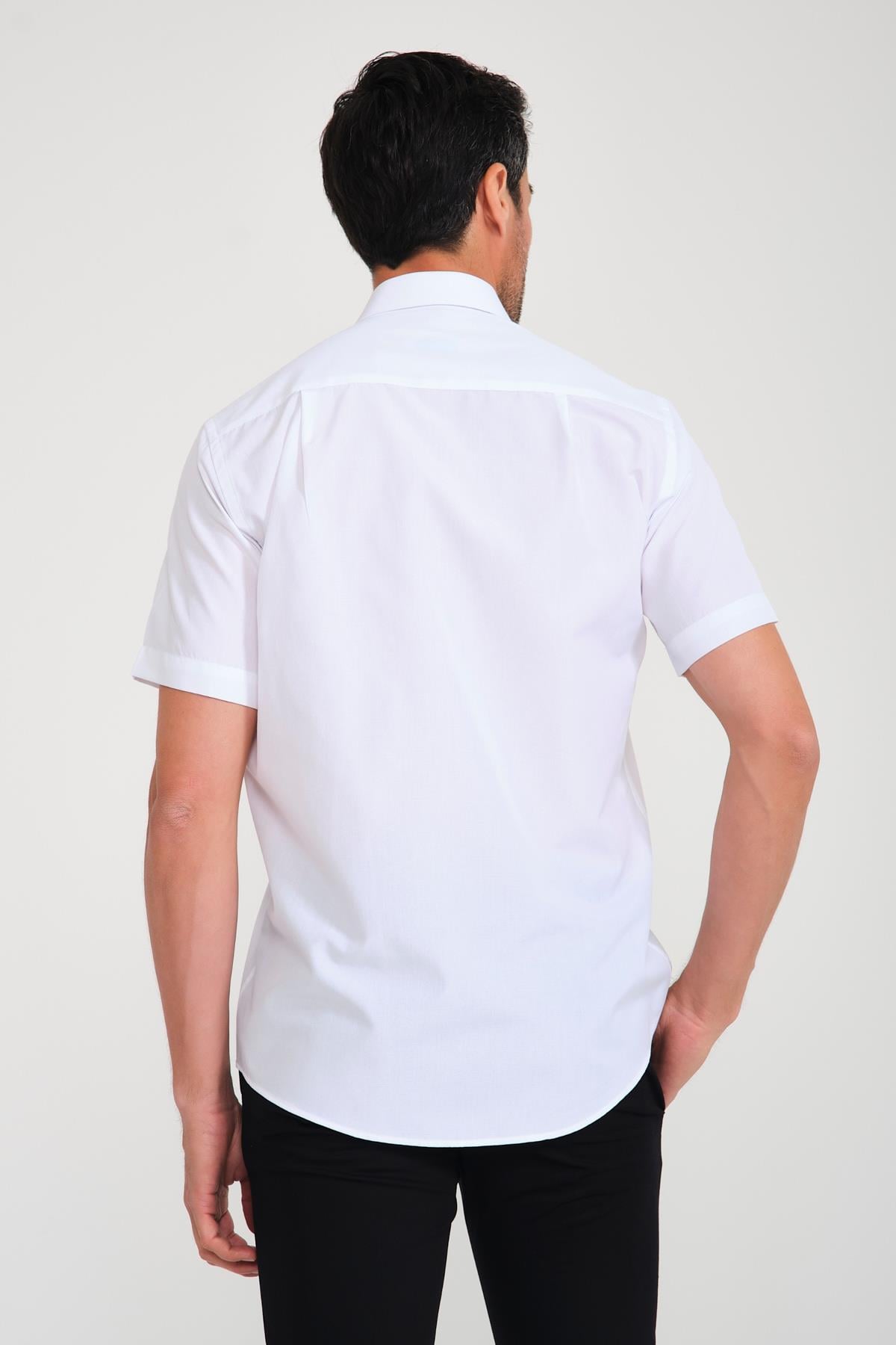 Klasik Kısa Kol Filafil Pötikareli Swift Hediye Kutulu Erkek Gömlek FS-001220 - Beyaz