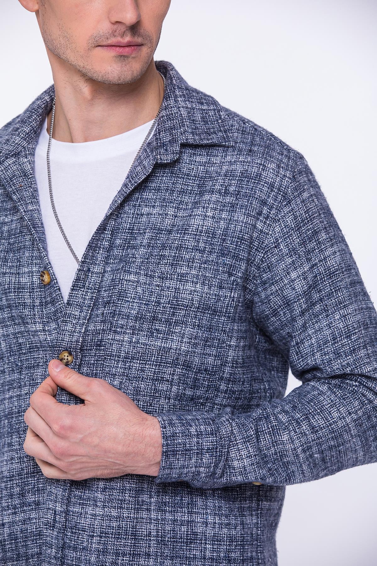 Oversize Oduncu Yumuşak Dokulu %100 Cotton Hediye Kutulu Erkek Gömlek FS-002168 - Lacivert