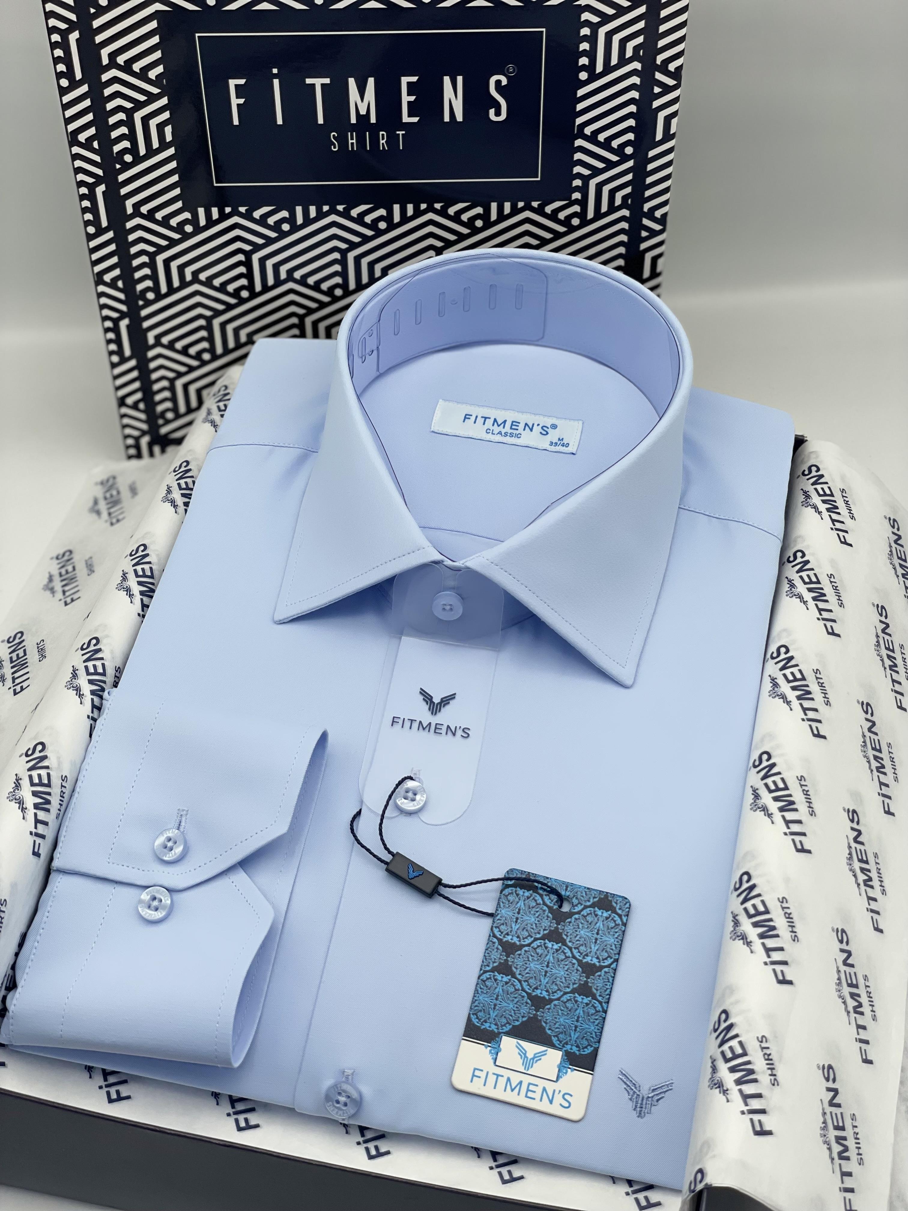 Klasik Uzun Kol Gold Saten Cepsiz Hediye Kutulu Erkek Gömlek FS-003308 - Açık Mavi