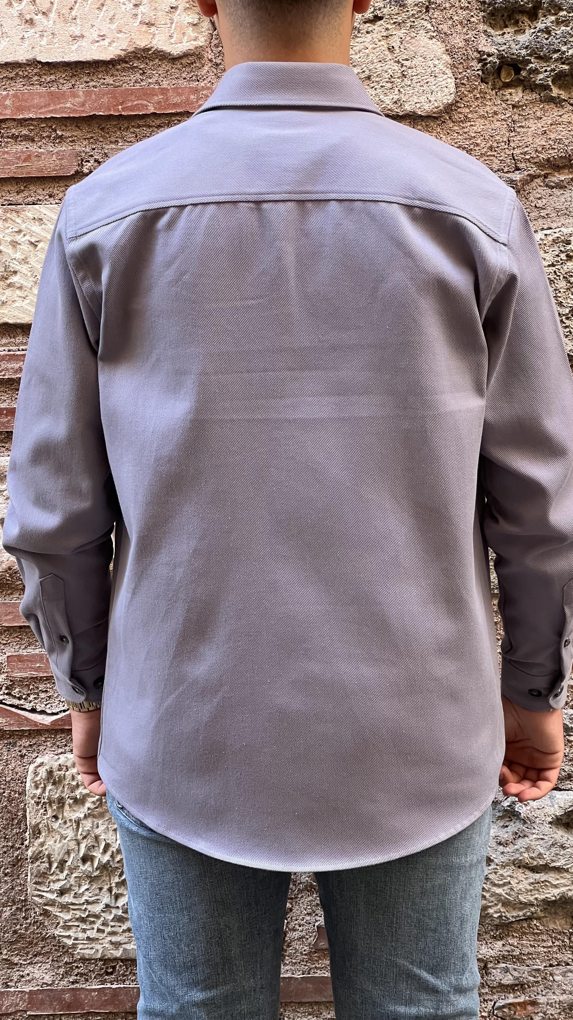 Oversize Gabardin Pamuklu Hediye Kutulu Erkek Ceket Gömlek FS-003868 - Gri