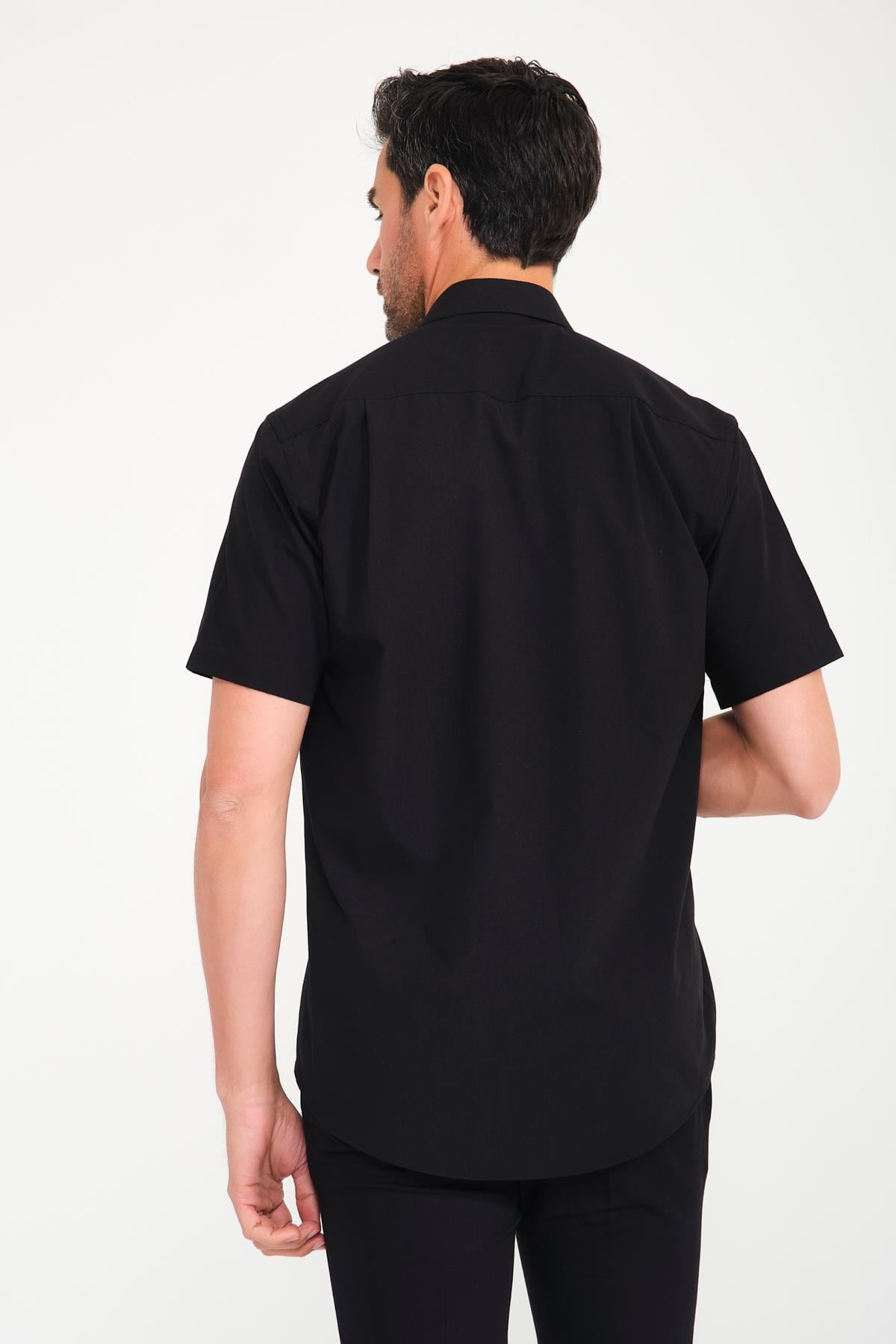 Klasik Kısa Kol Terry Cotton Hediye Kutulu Erkek Gömlek FS-000763 - Siyah