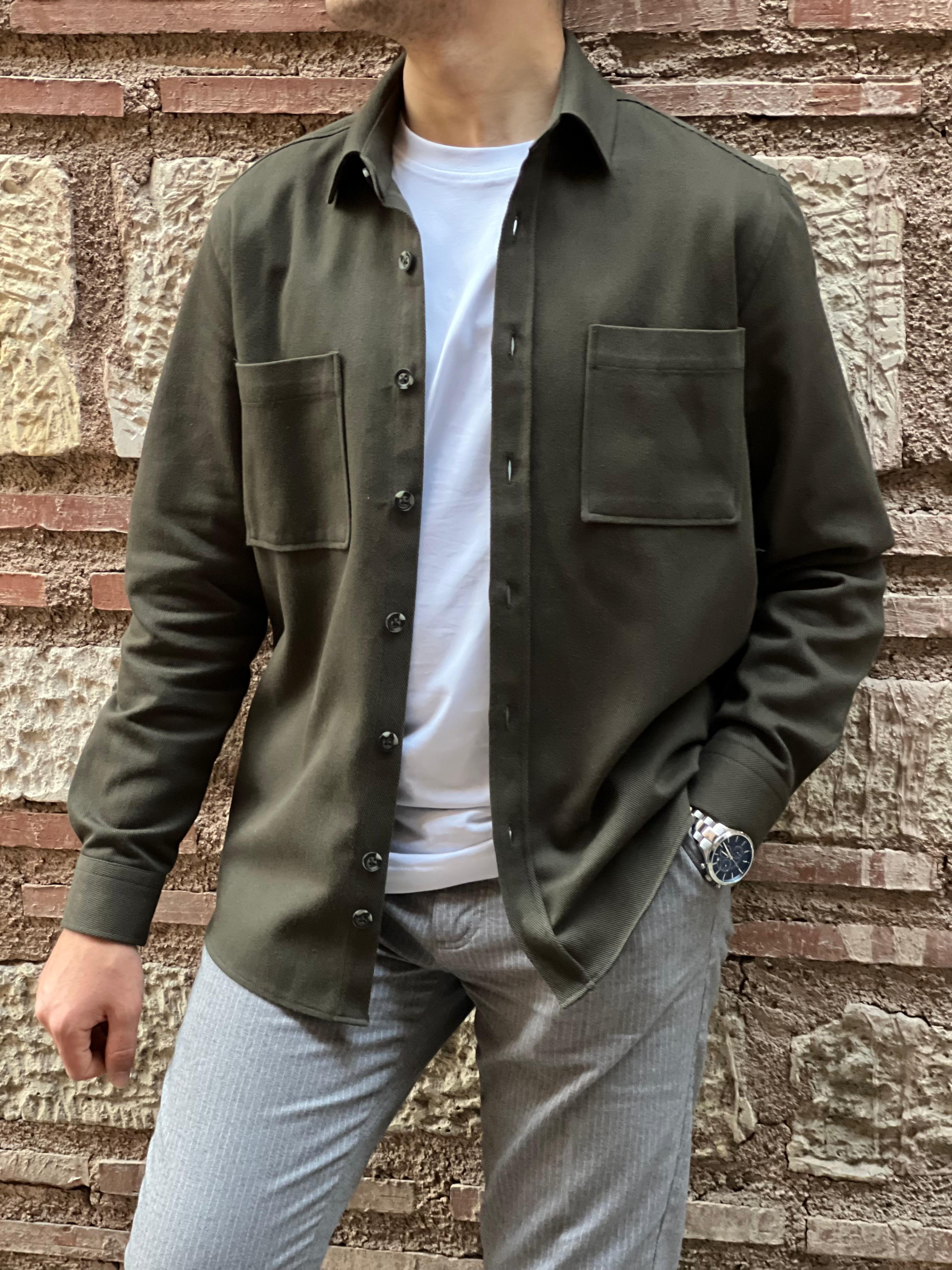 Oversize Gabardin Pamuklu Hediye Kutulu Erkek Ceket Gömlek FS-003868 - Haki