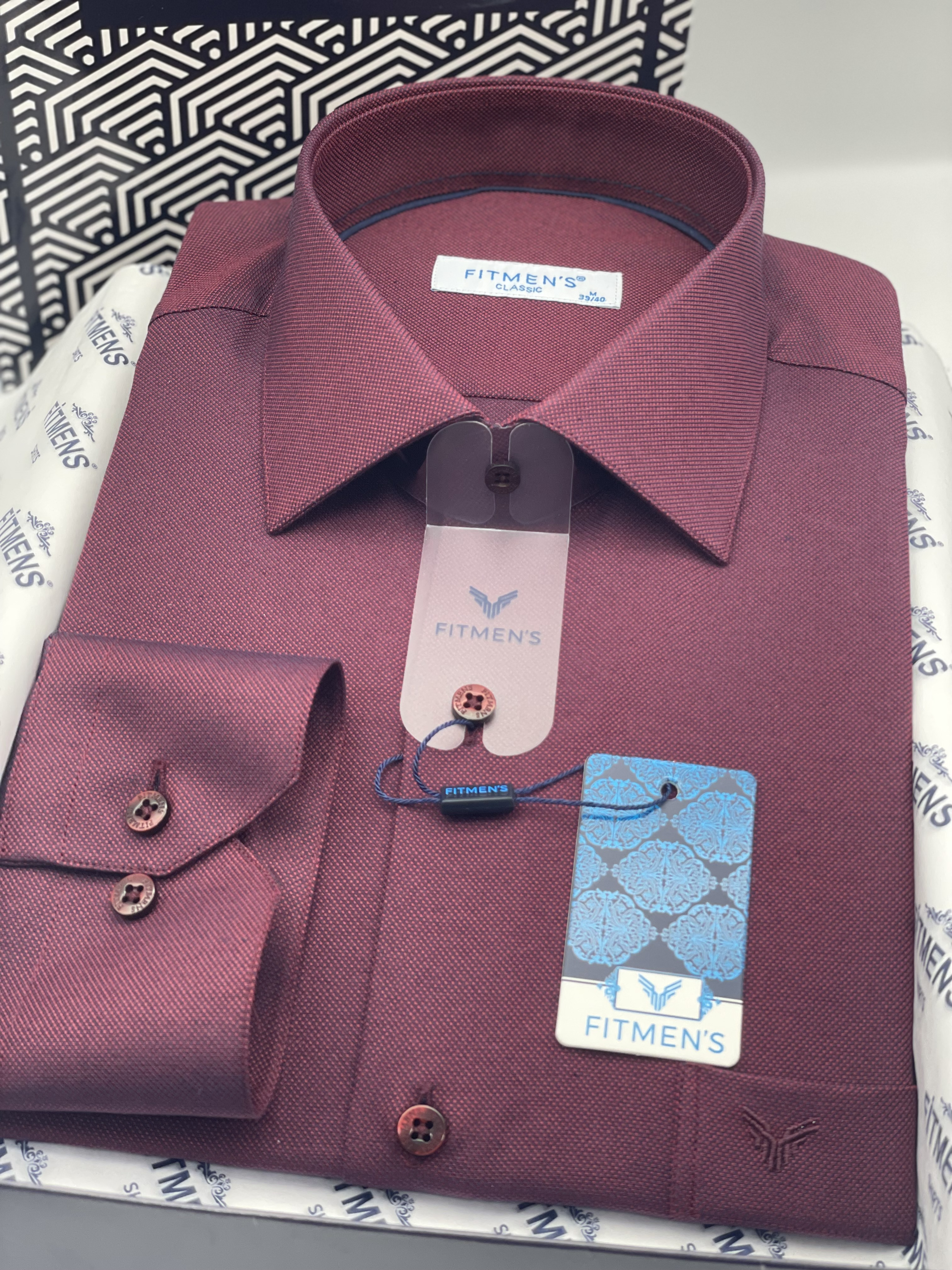Klasik Uzun Kol Oxford Hediye Kutulu Kolay Ütülenebilir Erkek Gömlek FS-001254 - Bordo