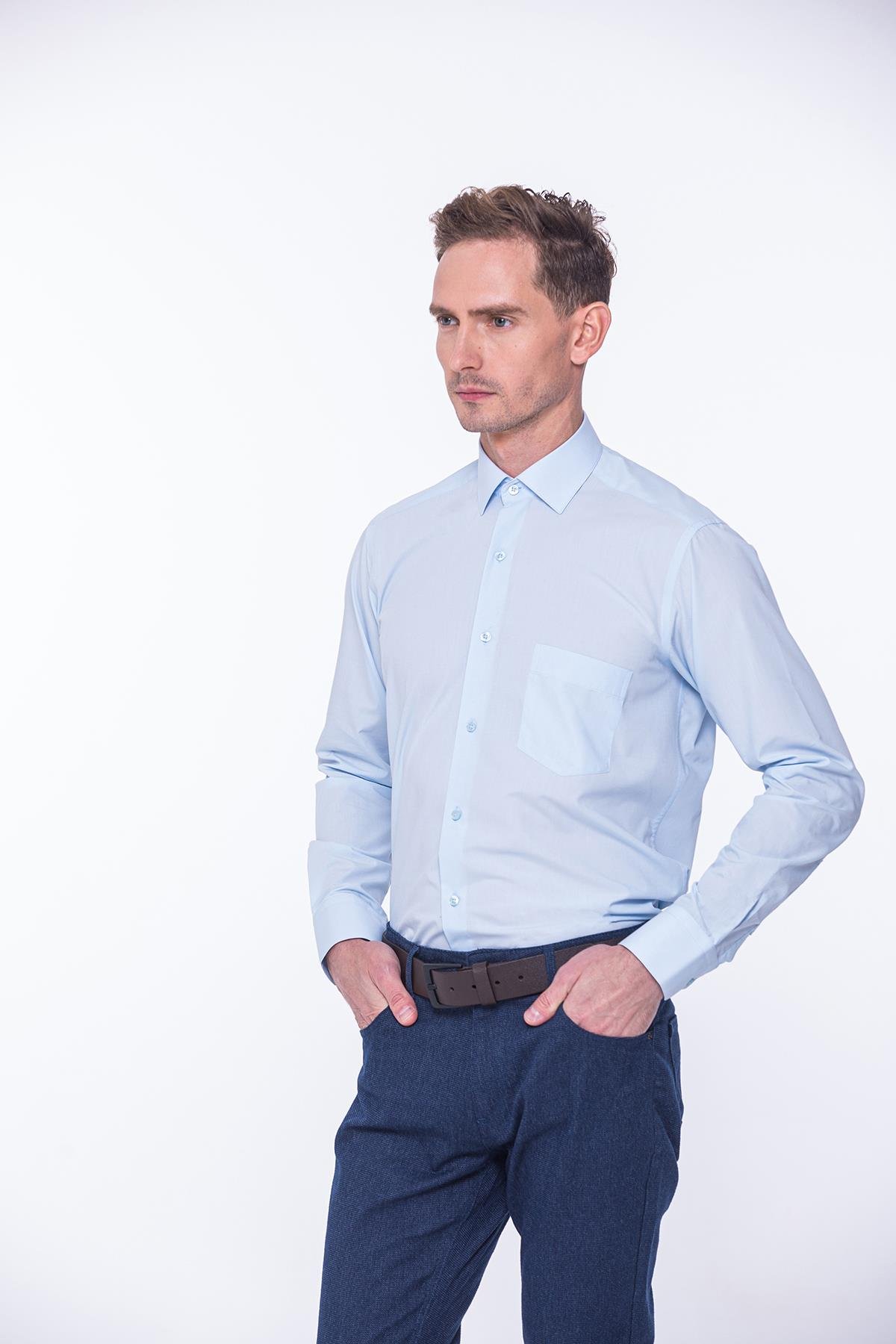 Klasik Uzun Kol Terry Cotton Hediye Kutulu Erkek Gömlek FS-001367 - Açık Mavi