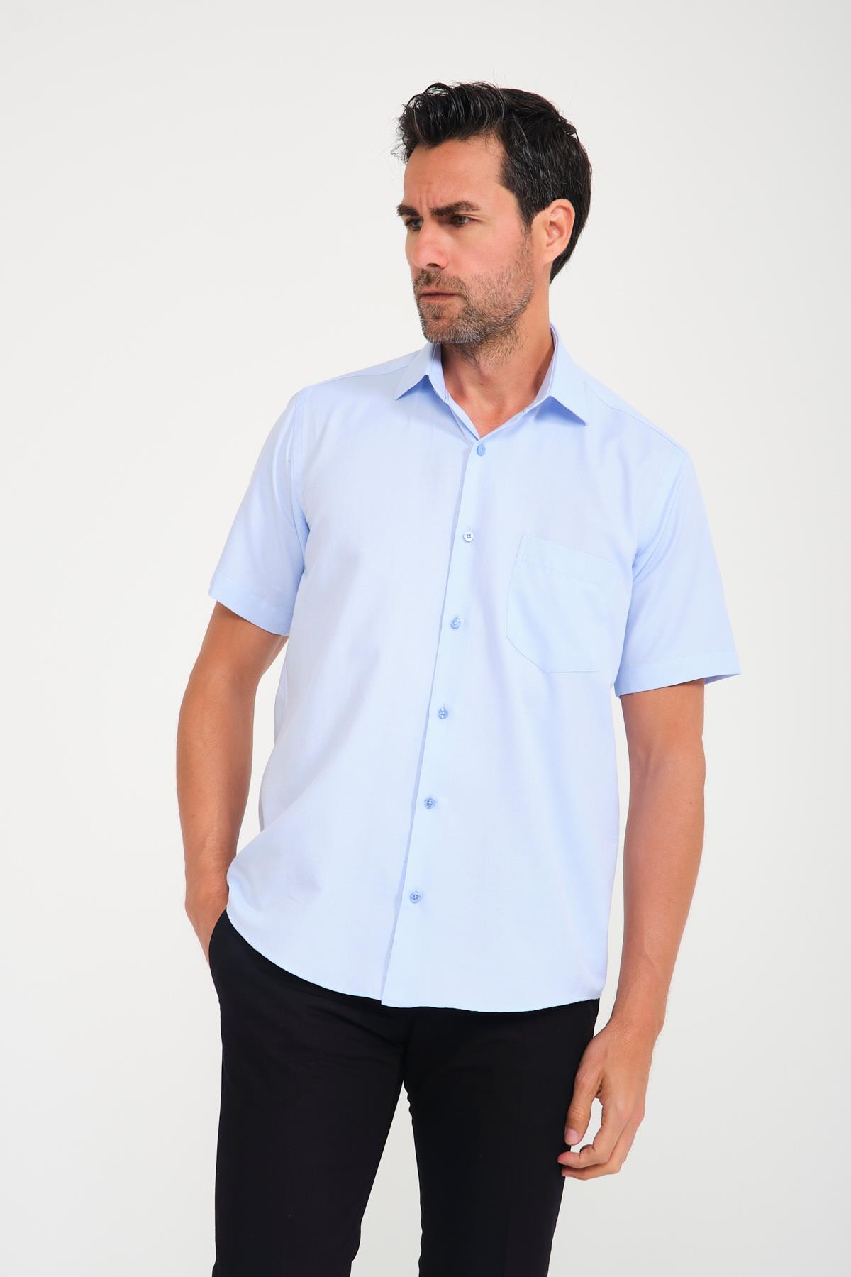 Klasik Kısa Kol Oxford Hediye Kutulu Erkek Gömlek FS-001200 - Açık Mavi