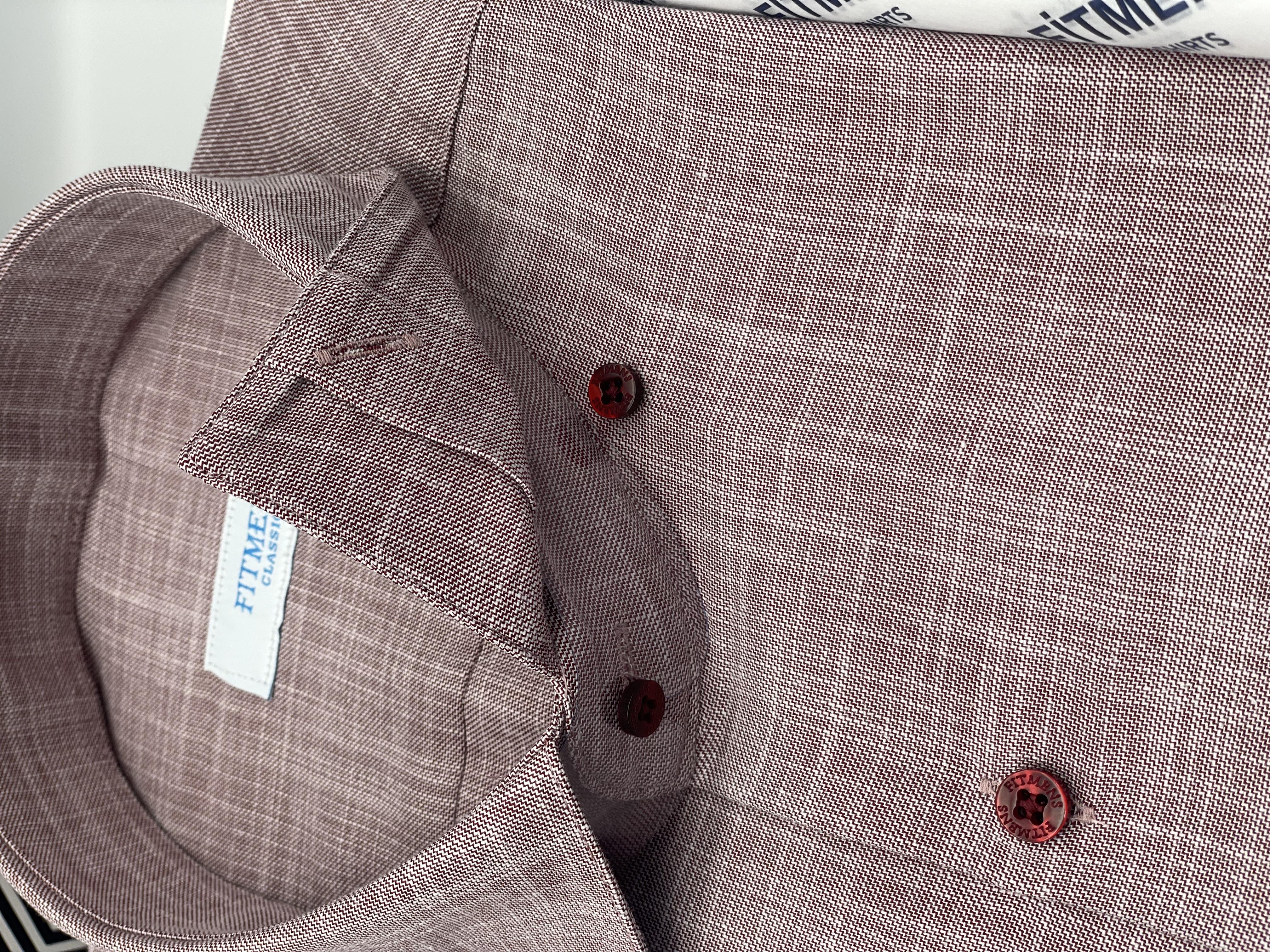 Klasik Uzun Kol Cepsiz Keten Yaka Alttan Düğmeli Hediye Kutulu Erkek Gömlek FS-003686 - Koyu Bordo