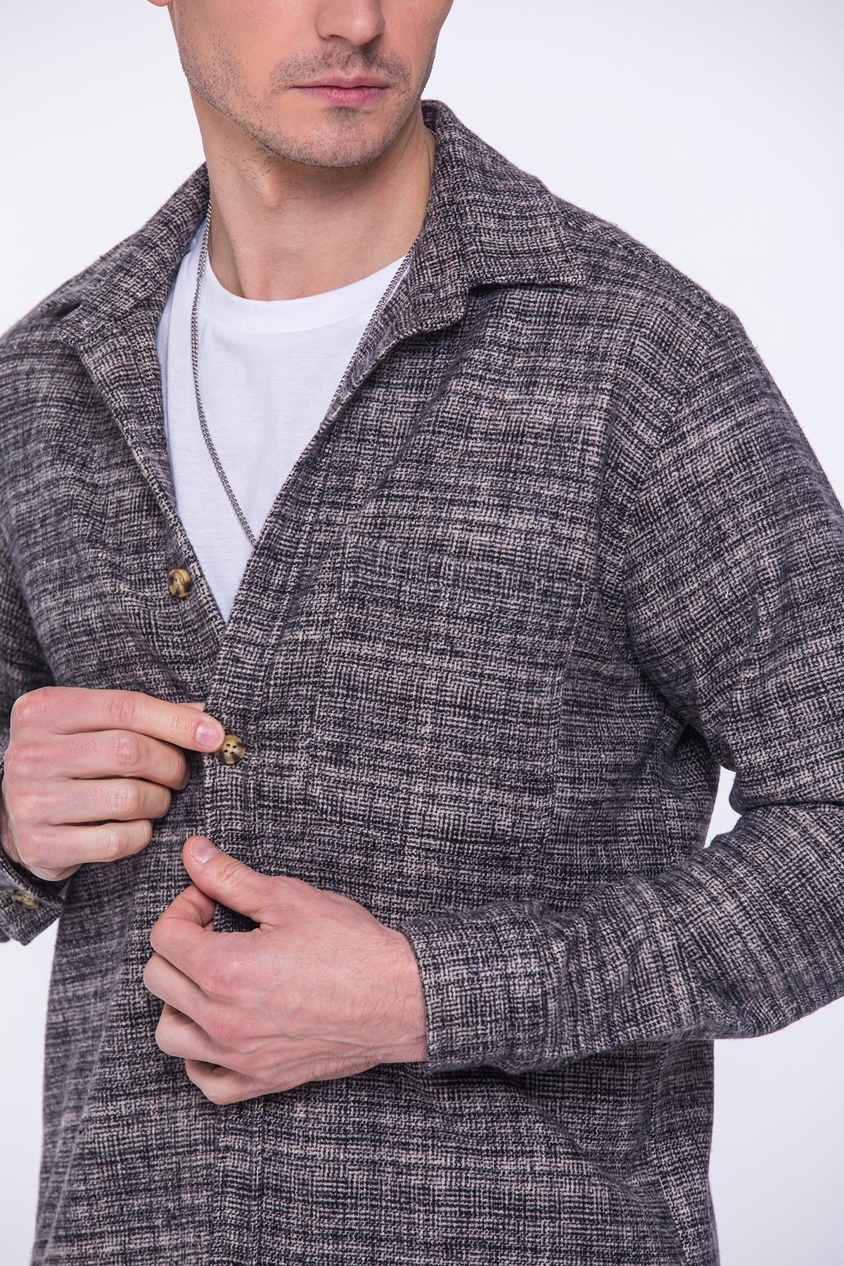 Oversize Oduncu Yumuşak Dokulu %100 Cotton Hediye Kutulu Erkek Gömlek FS-002168 - Pudra