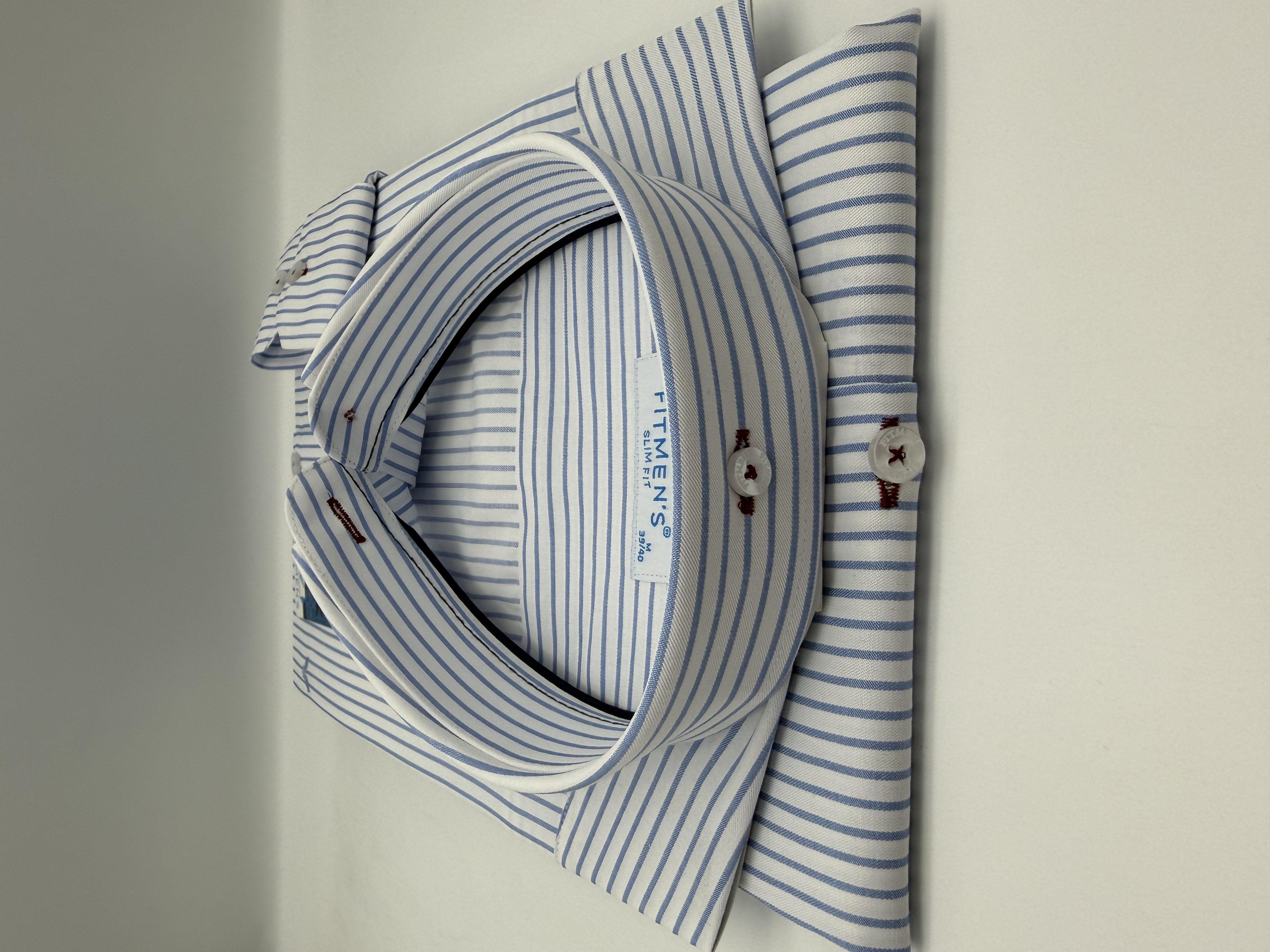 Slim Fit Uzun Kol Premium Çizgili Yaka Düğmeli Hediye Kutulu Erkek Gömlek FS-004440 - Açık Mavi