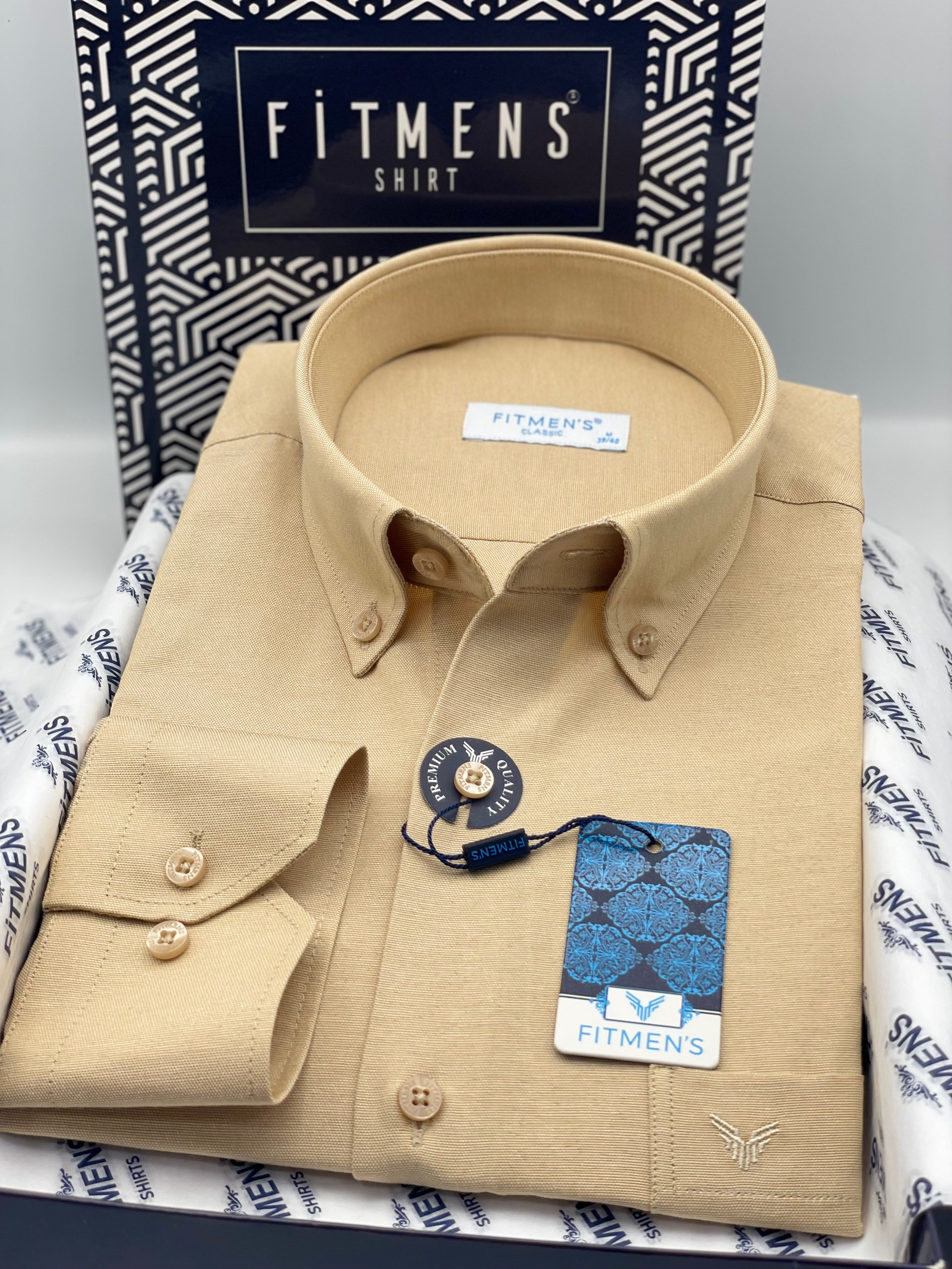 Klasik Uzun Kol Pamuklu Yaka Düğmeli Hediye Kutulu Kolay Ütülenebilir Erkek Gömlek FS-003897 - Camel