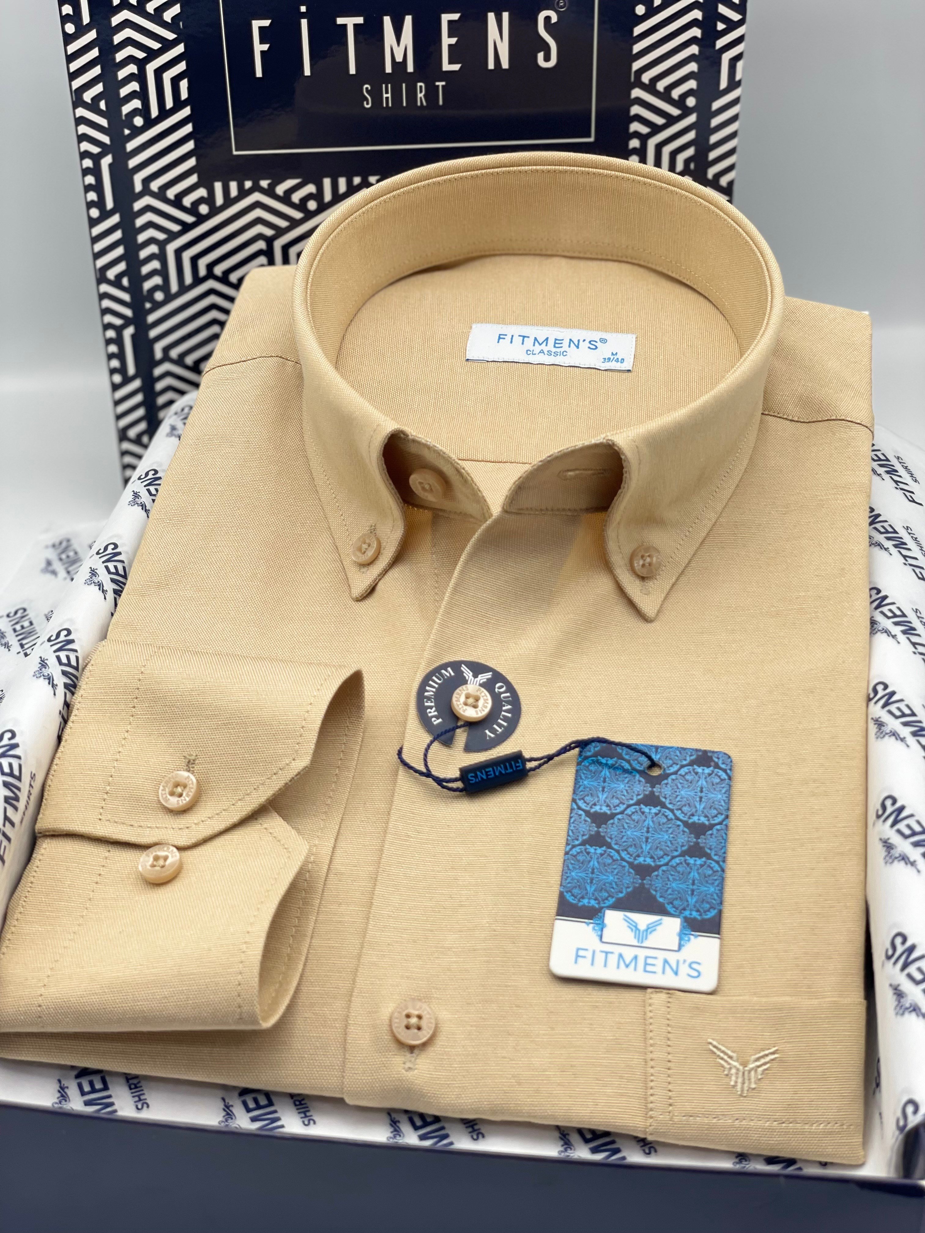 Klasik Uzun Kol Pamuklu Yaka Düğmeli Hediye Kutulu Kolay Ütülenebilir Erkek Gömlek FS-003897 - Camel