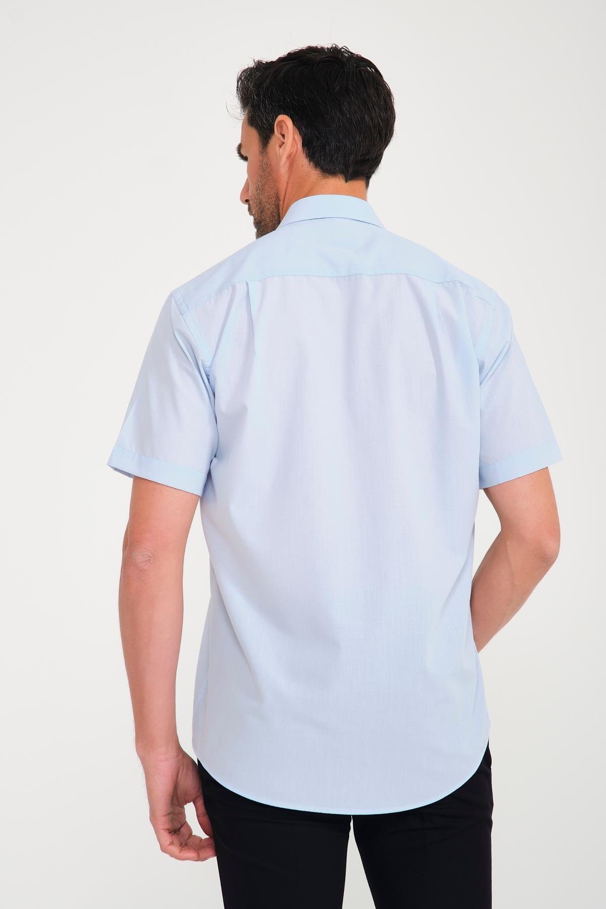 Klasik Kısa Kol Terry Cotton Hediye Kutulu Erkek Gömlek FS-000763 - Ö821 Mavi