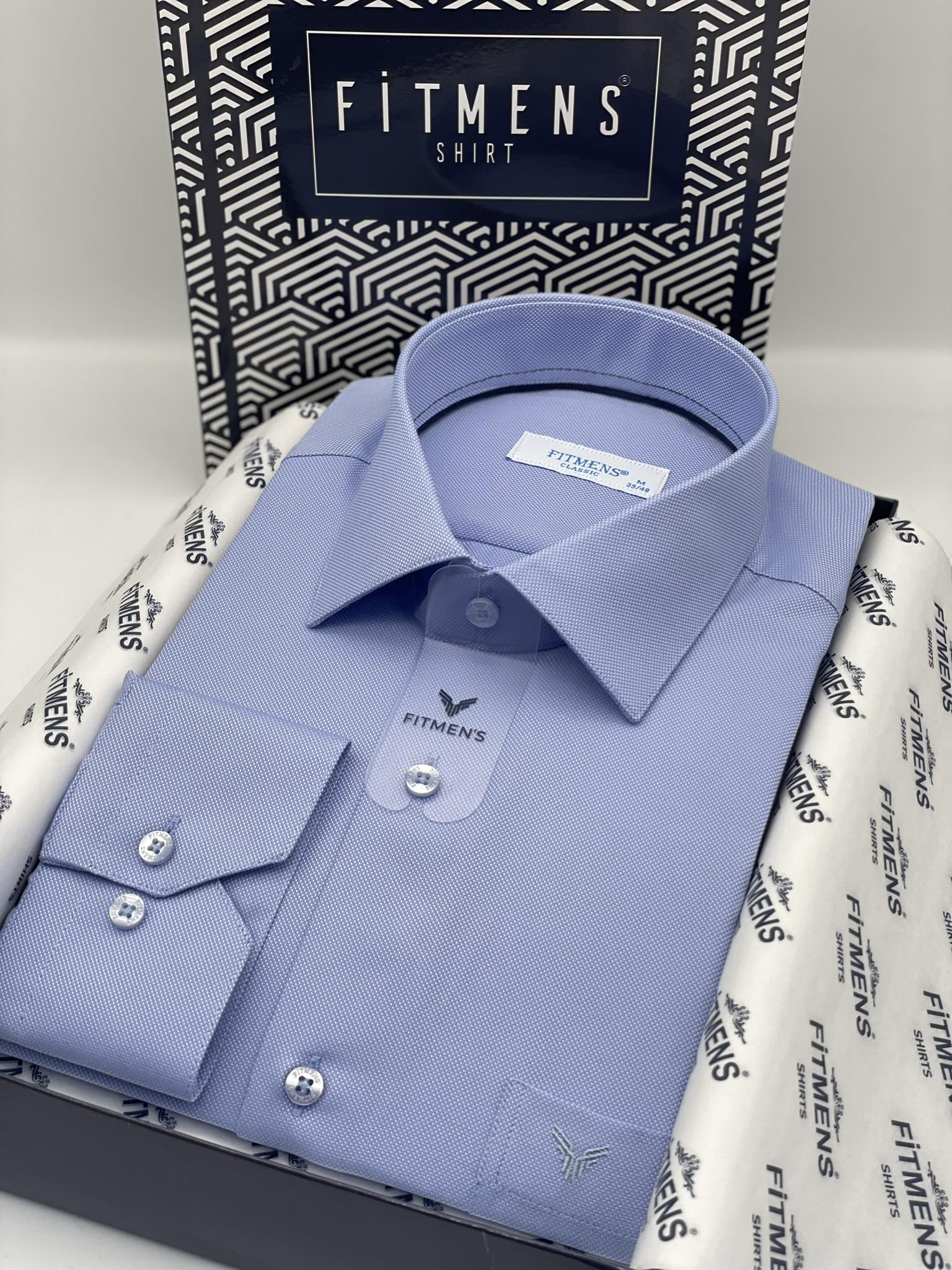 Klasik Uzun Kol Oxford Hediye Kutulu Kolay Ütülenebilir Erkek Gömlek FS-001254 - Mavi