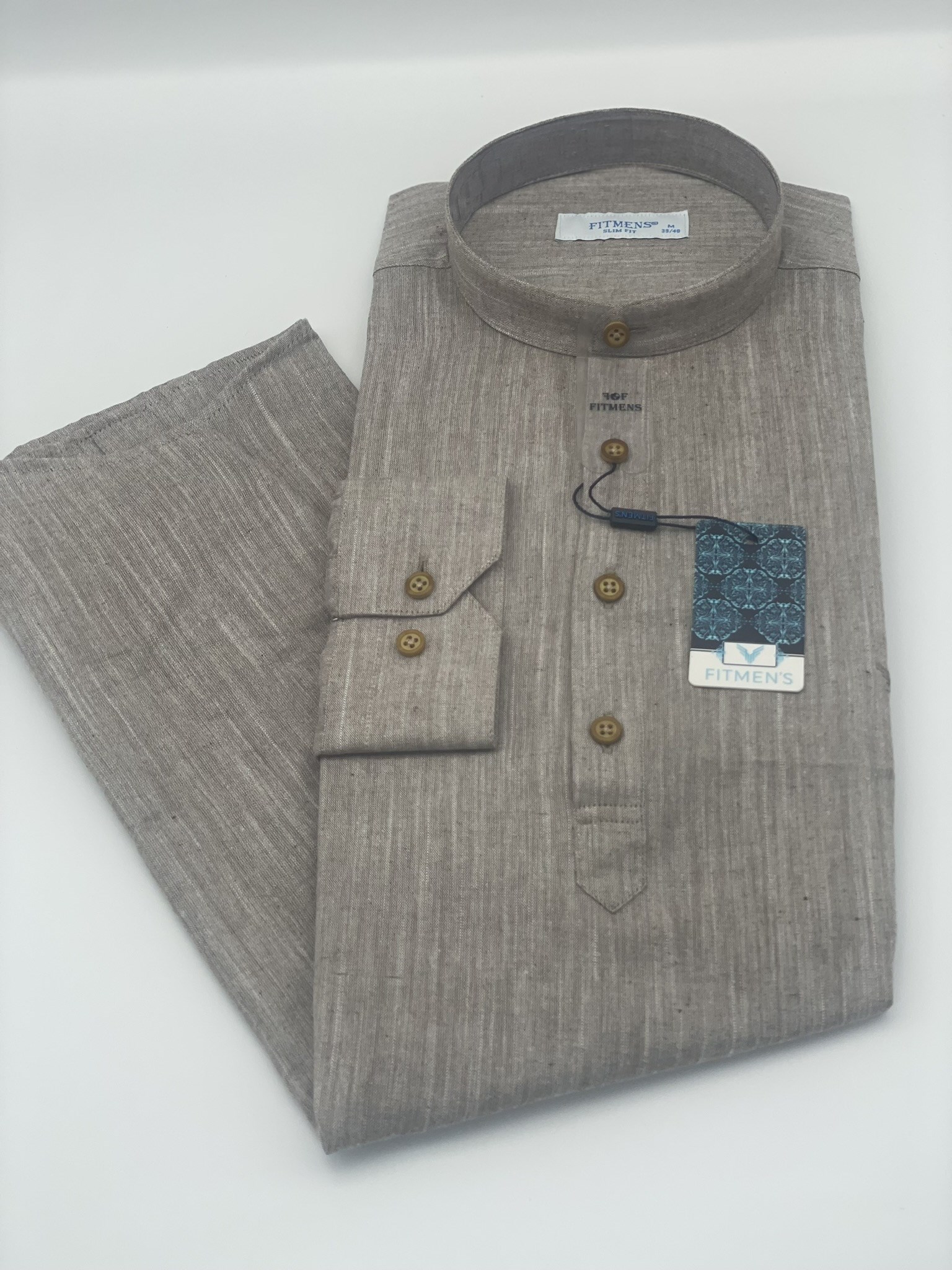 Slim Fit Uzun Kol Hakim Yaka Yarım Patlı Hediye Kutulu Erkek Gömlek FS-003687 - Kahverengi