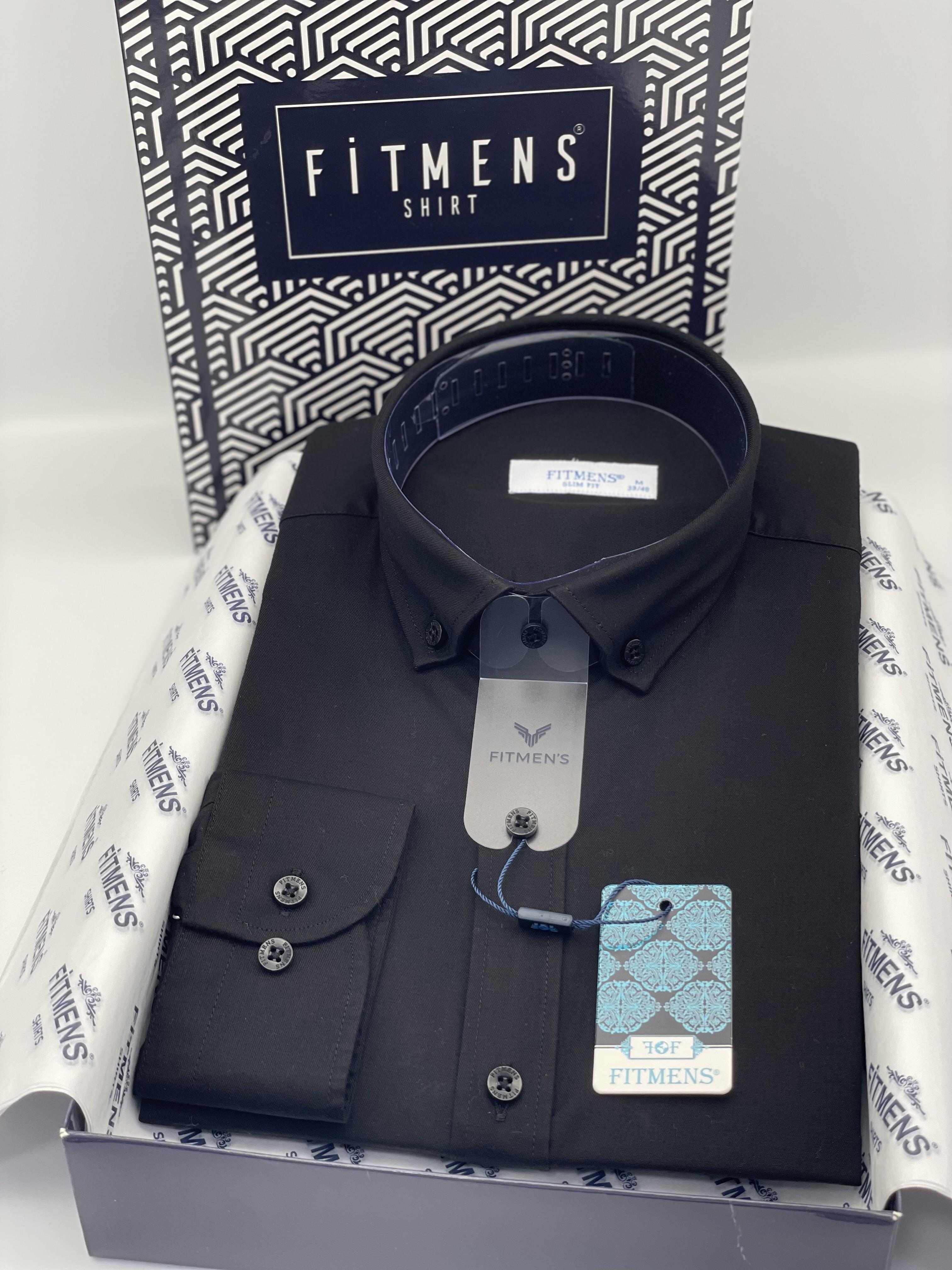 Slim Fit Uzun Kol Yıkamalı Gabardin Hediye Kutulu Erkek Gömlek FS-001364 - Siyah