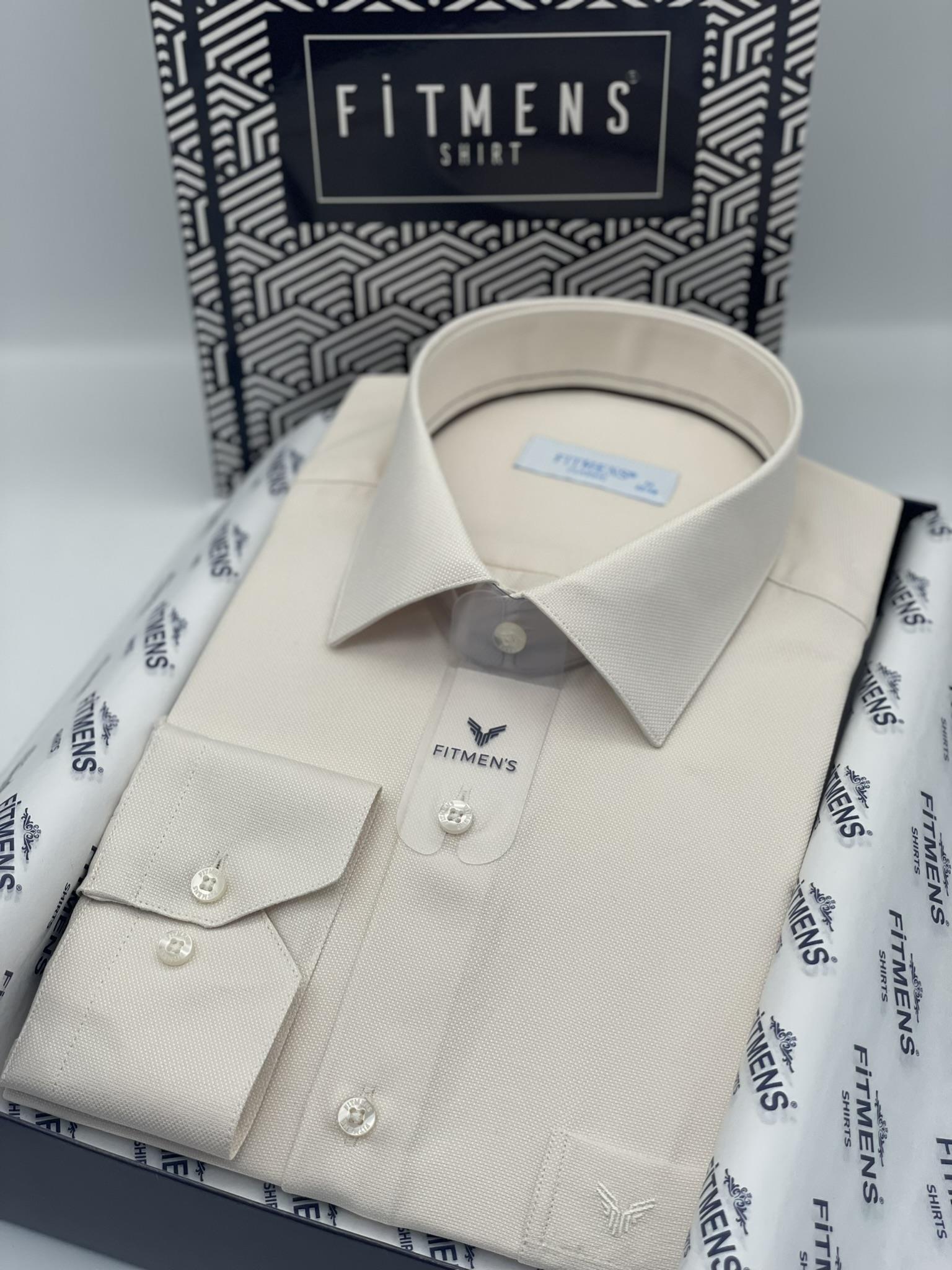 Klasik Uzun Kol Oxford Hediye Kutulu Kolay Ütülenebilir Erkek Gömlek FS-001254 - Krem