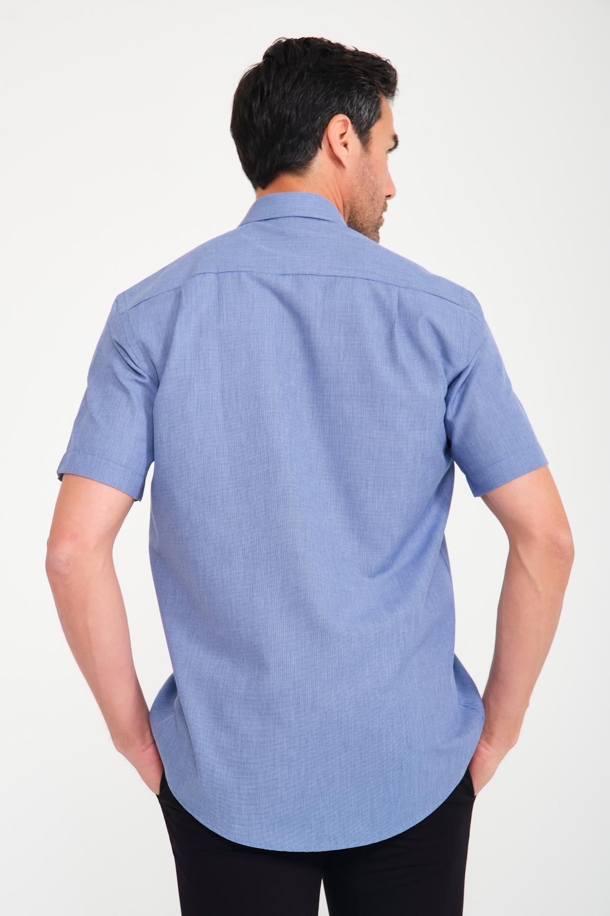 Klasik Kısa Kol Filafil Pötikareli Swift Hediye Kutulu Erkek Gömlek FS-001220 - Lacivert