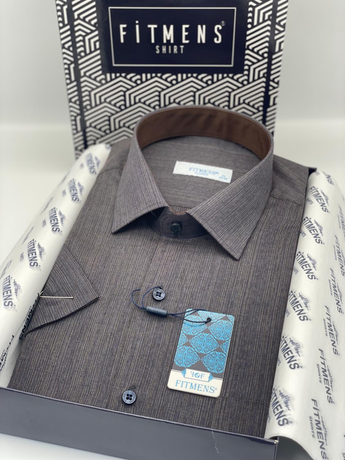 Klasik Kısa Kol Keten Hediye Kutulu Erkek Gömlek FS-003575 - Kahverengi