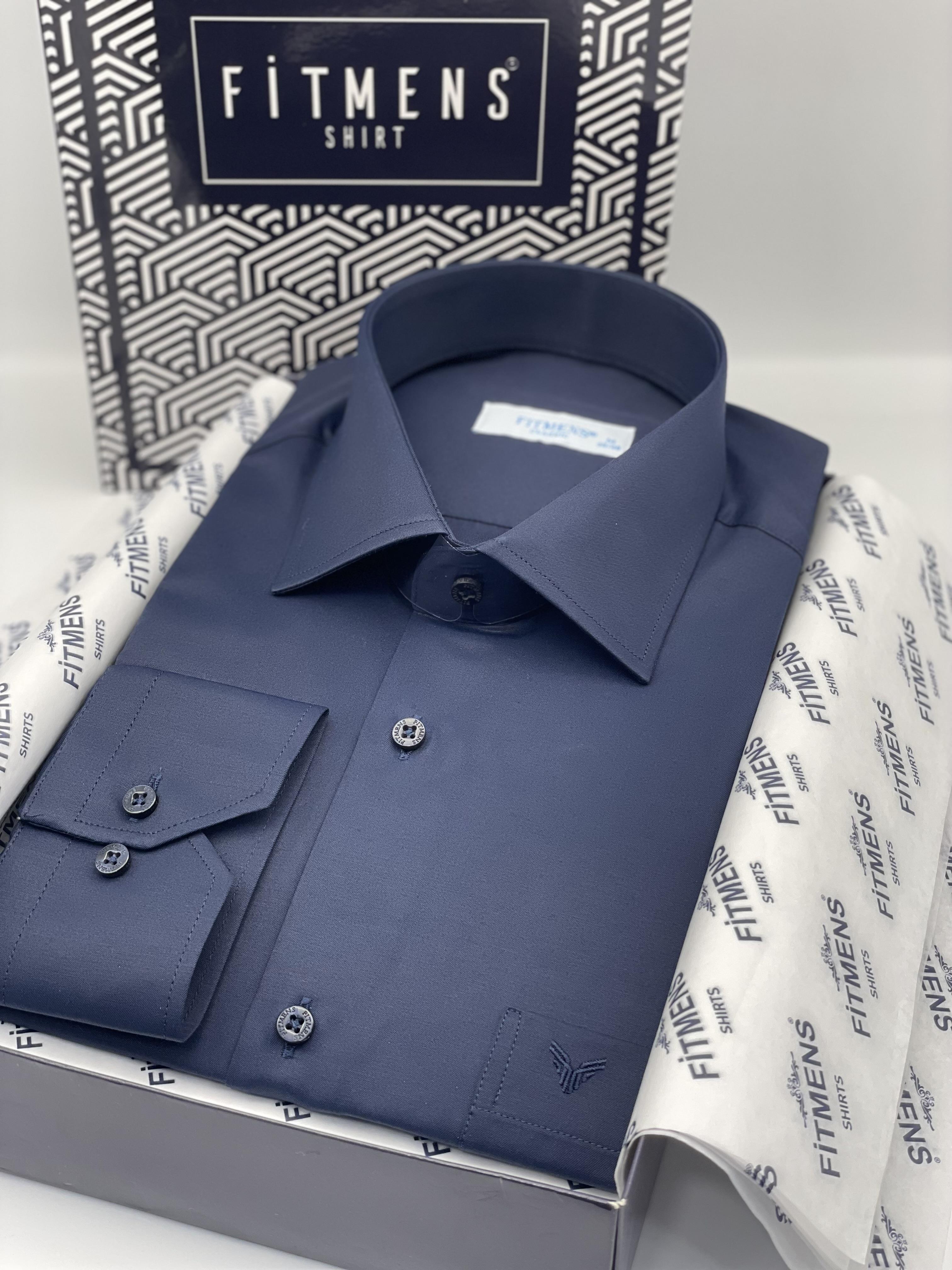 Klasik Uzun Kol Gold Saten Hediye Kutulu Erkek Gömlek FS-002160 - Lacivert