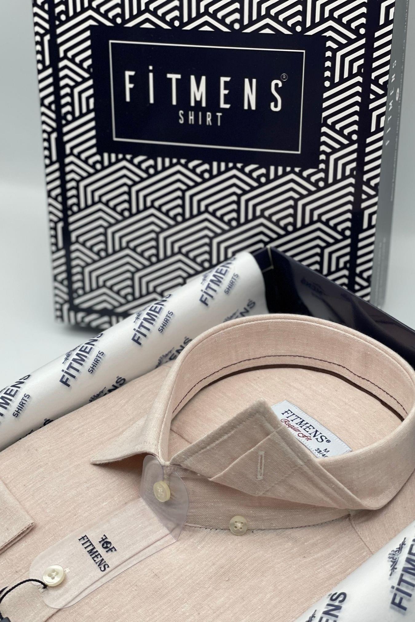 Regular Fit Uzun Kol Keten Cepsiz Hediye Kutulu Erkek Gömlek FS-001578 - Bej