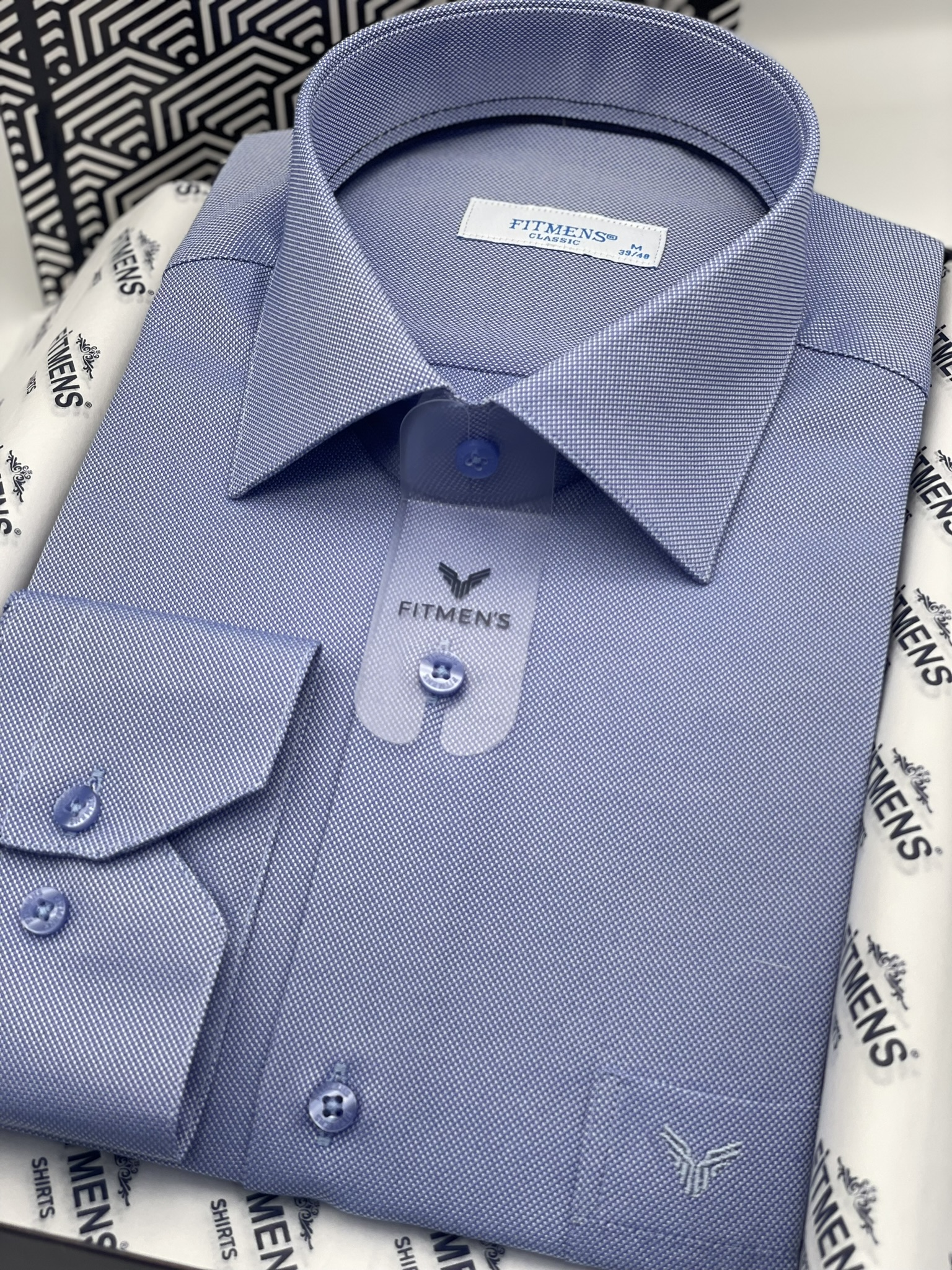 Klasik Uzun Kol Oxford Hediye Kutulu Kolay Ütülenebilir Erkek Gömlek FS-001254 - Koyu Mavi