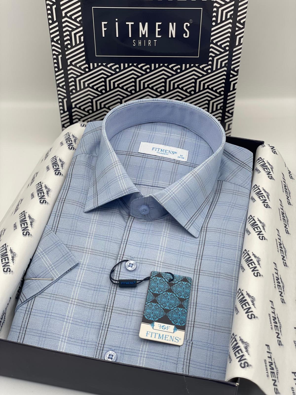 Klasik Kısa Kol Keten Hediye Kutulu Erkek Gömlek FS-003574 - Açık Mavi