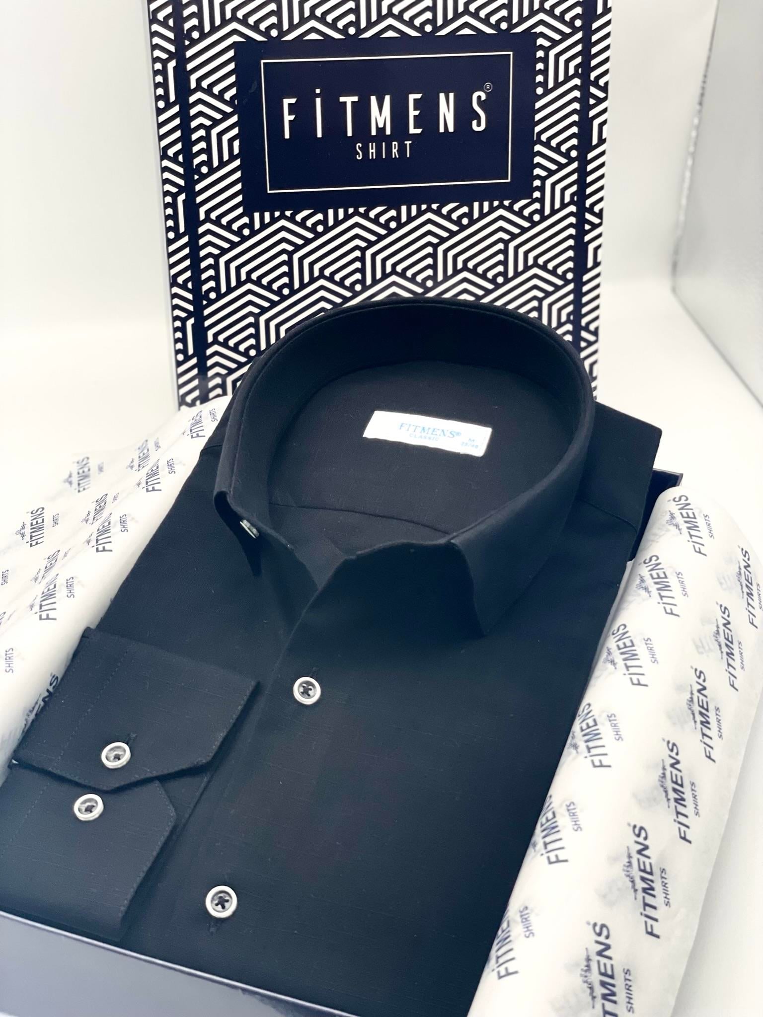 Klasik Uzun Kol Linen Keten Erkek Cepsiz Hediye Kutulu Gömlek FS-003044 - Siyah