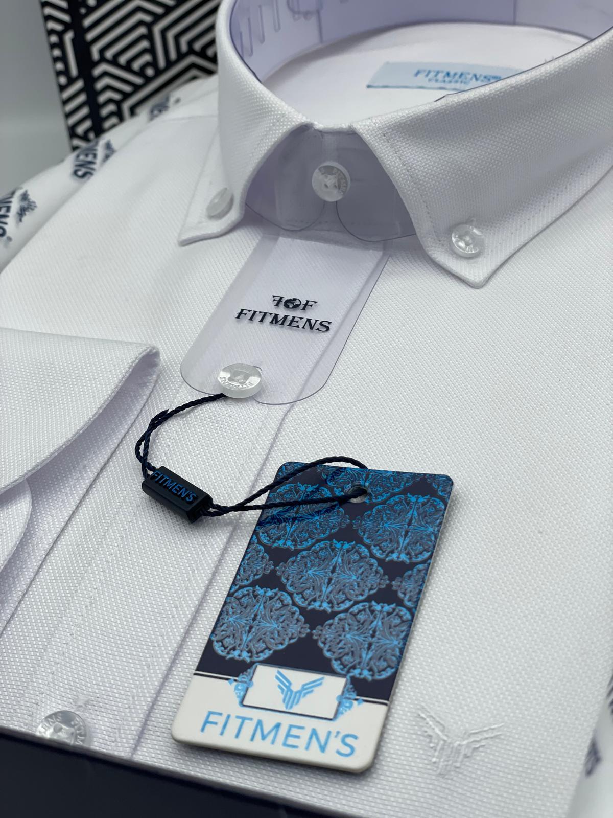 Klasik Uzun Kol Yaka Düğmeli Oxford Hediye Kutulu Erkek Gömlek FS-003571 - Beyaz