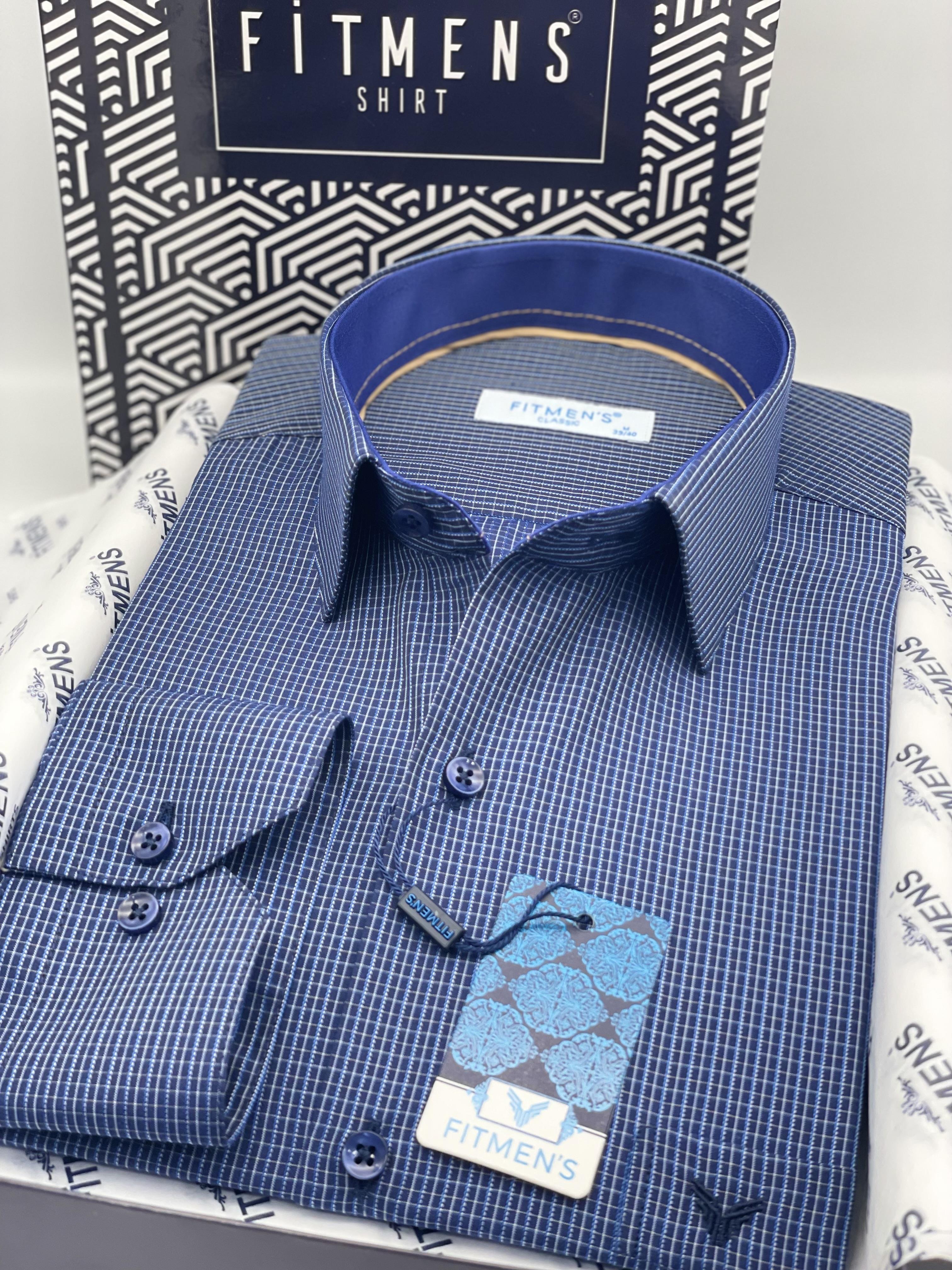 Klasik Uzun Kol Kareli Hediye Kutulu Erkek Gömlek FS-004329 - Saks Mavi